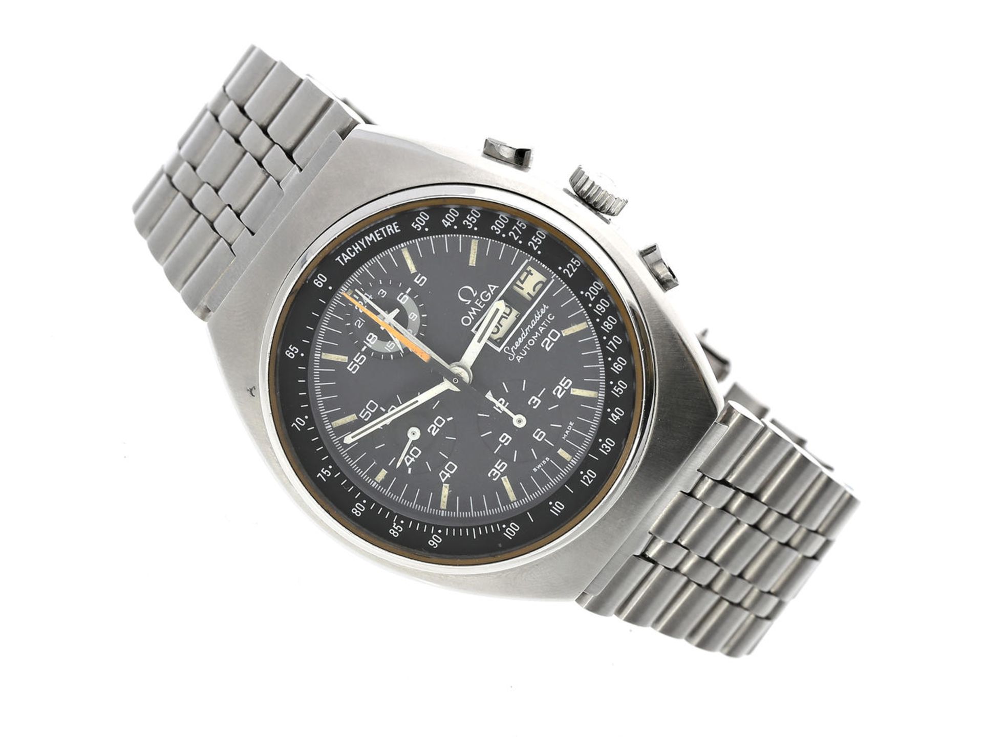 Armbanduhr: vintage Omega Chronograph mit Datum und Wochentag, "Omega Speedmaster Mark 4,5 " Ref.