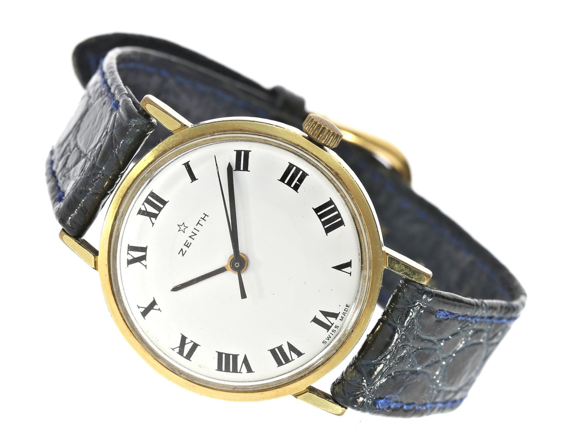 Armbanduhr: elegante vintage Herrenuhr mit Zentralsekunde, Marke Zenith, Calatrava-Design der 60er