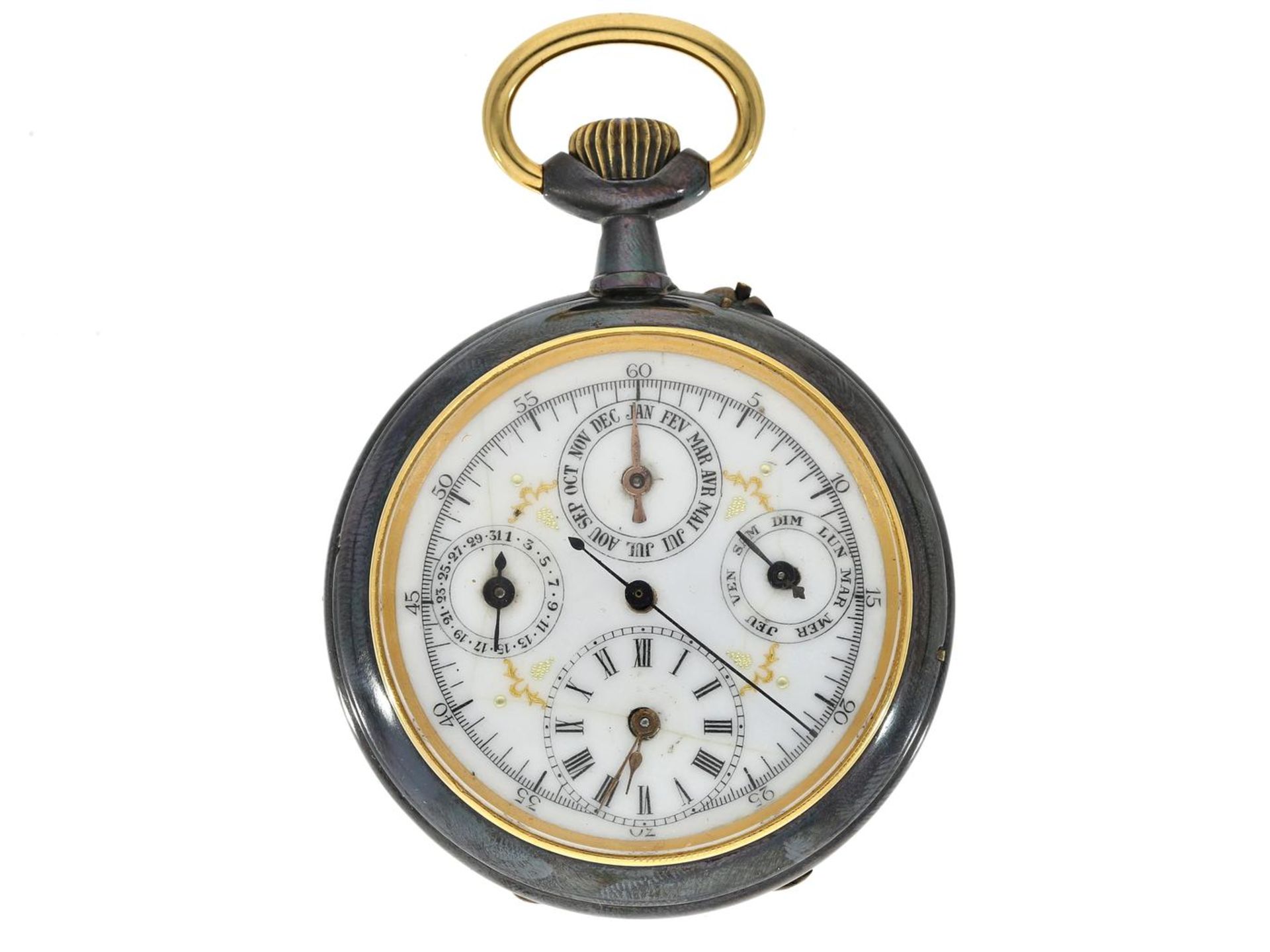 Taschenuhr: seltene astronomische Taschenuhr mit Zentralsekunde, Schweiz um 1880 Ca. Ø53mm, sehr