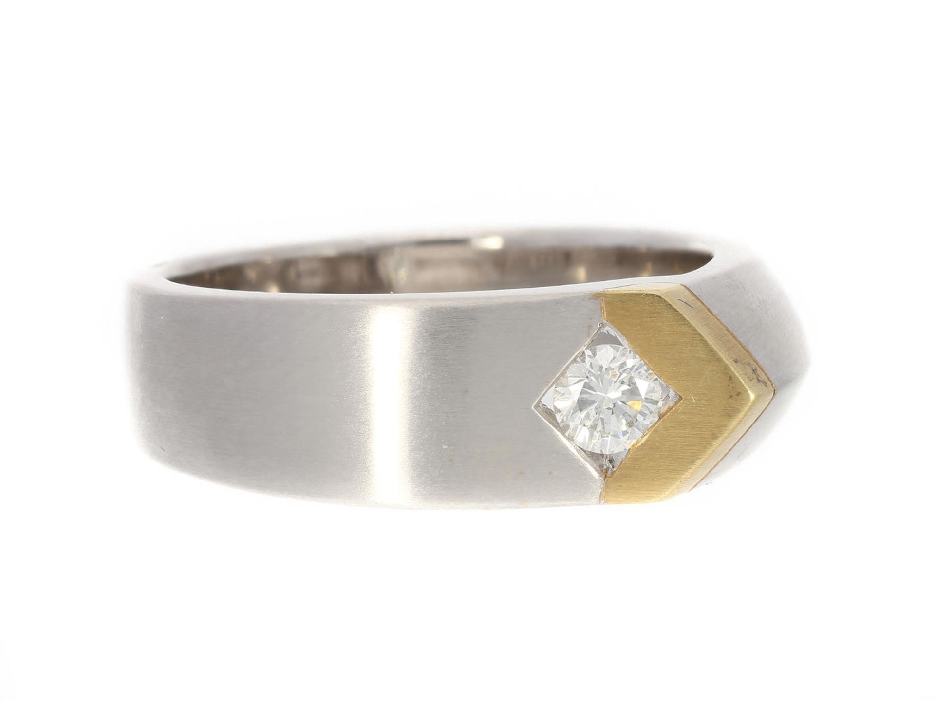 Ring: moderner und außergewöhnlicher Brillant/Solitär-Designer-Goldschmiedering Ca. Ø20mm, RG63, ca.