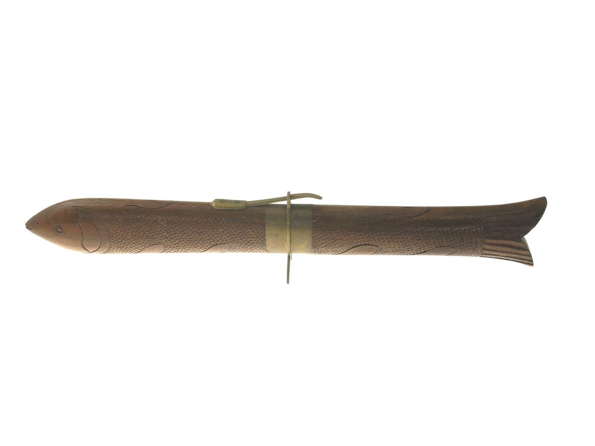 Tranchierbesteck/Jagdbesteck: Indien um 1900 Ca. 43cm lang, Behälter aus Holz, aufwändig - Bild 2 aus 2