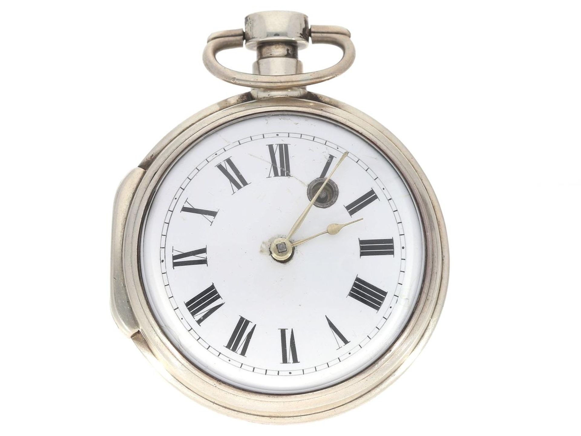 Taschenuhr: große und schwere vermutlich österreichische Spindeluhr, um 1820 Ca. Ø57mm, ca. 135g,