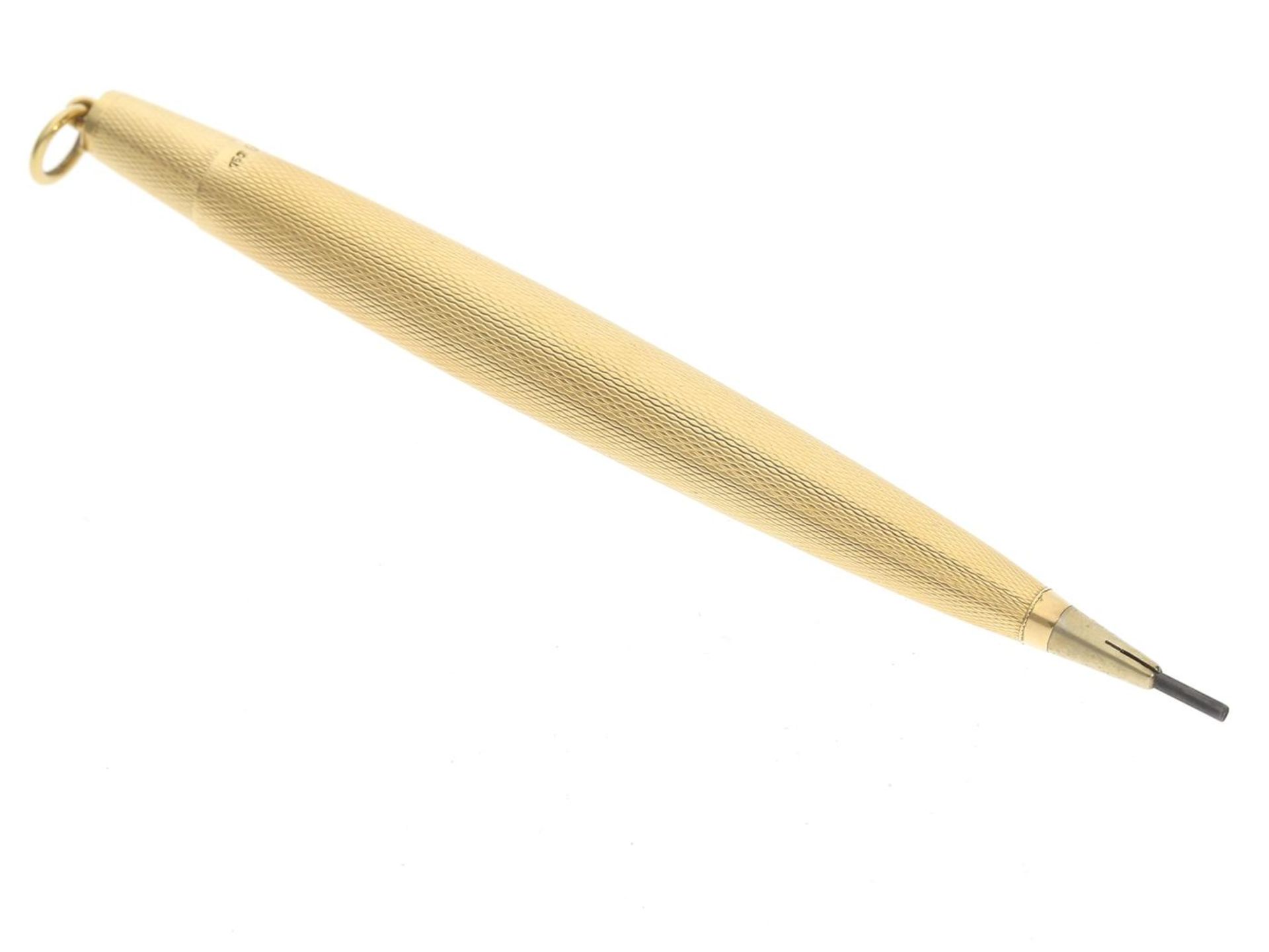 Schreibgerät: seltener und hochwertiger antiker Bleistift aus 18K Gold Ca. Ø8,3mm, ca. 90mm lang,