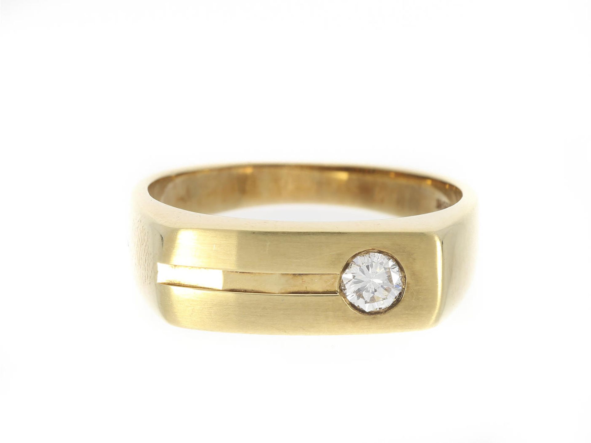 Ring: vintage Brillant/Solitär-Herrenring Ca. Ø19,5mm, RG61, ca. 6,1g, 14K Gold, feiner Brillant von