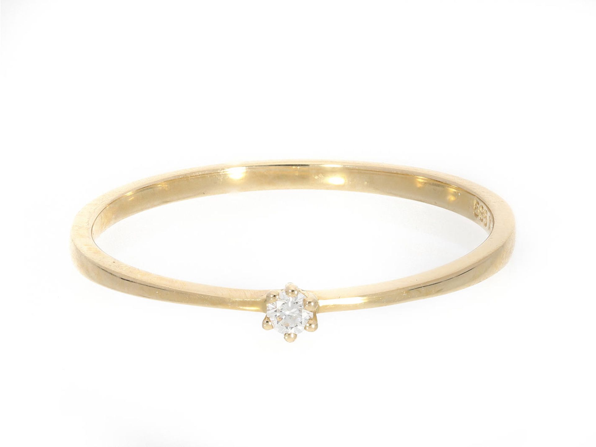 Ring: sehr zierlicher Brillant-Goldschmiedering Ca. Ø18mm, RG56, ca. 1g, 14K Gold, kleiner