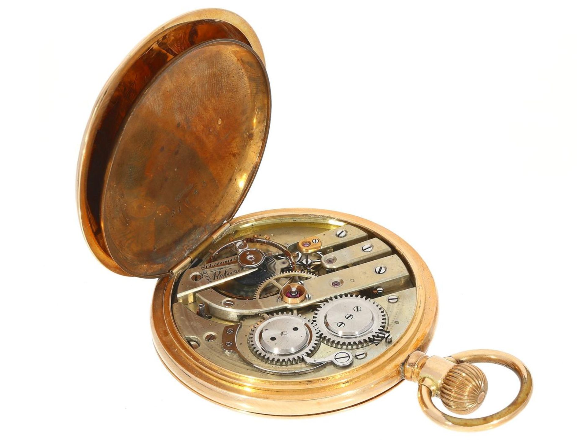 Taschenuhr: hochwertige Schweizer Goldsavonnette für den russischen Markt, Ankerchronometer, - Bild 3 aus 4