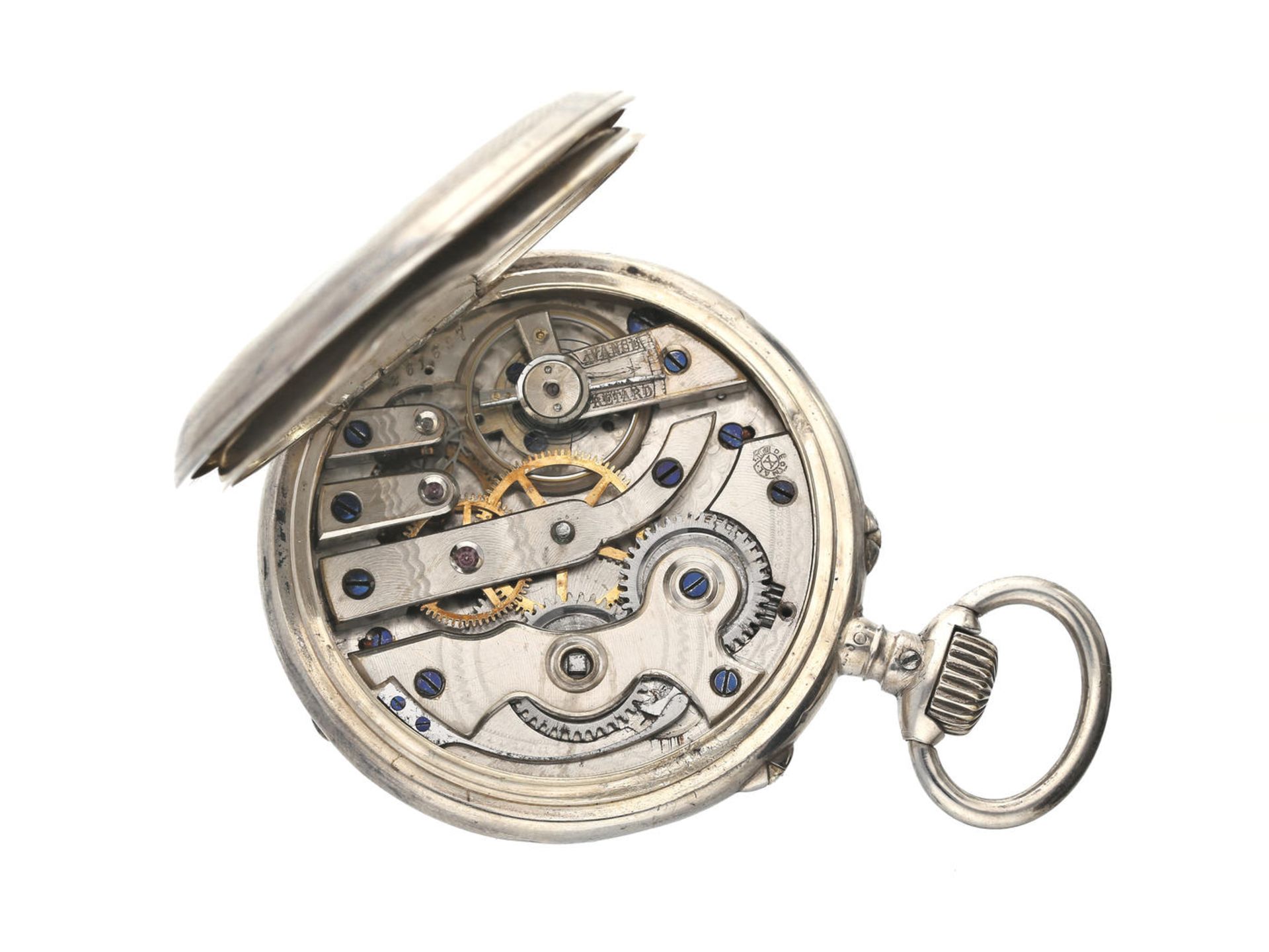 Taschenuhr: seltene Taschenuhr mit Datum und Wochentagsanzeige, Schweiz um 1890 Ca. Ø48mm, ca. - Bild 2 aus 3