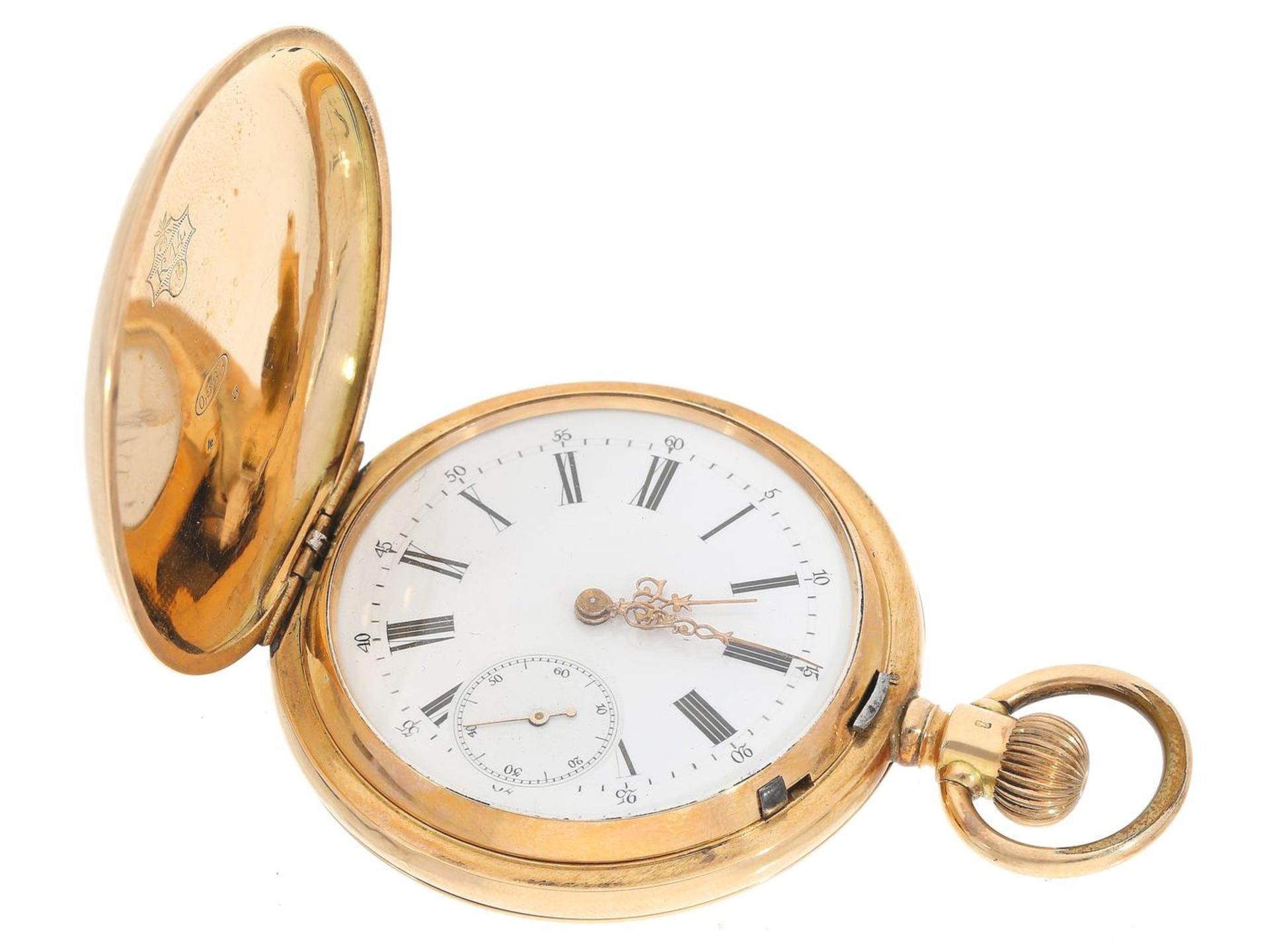 Taschenuhr: hochwertige Schweizer Goldsavonnette für den russischen Markt, Ankerchronometer,