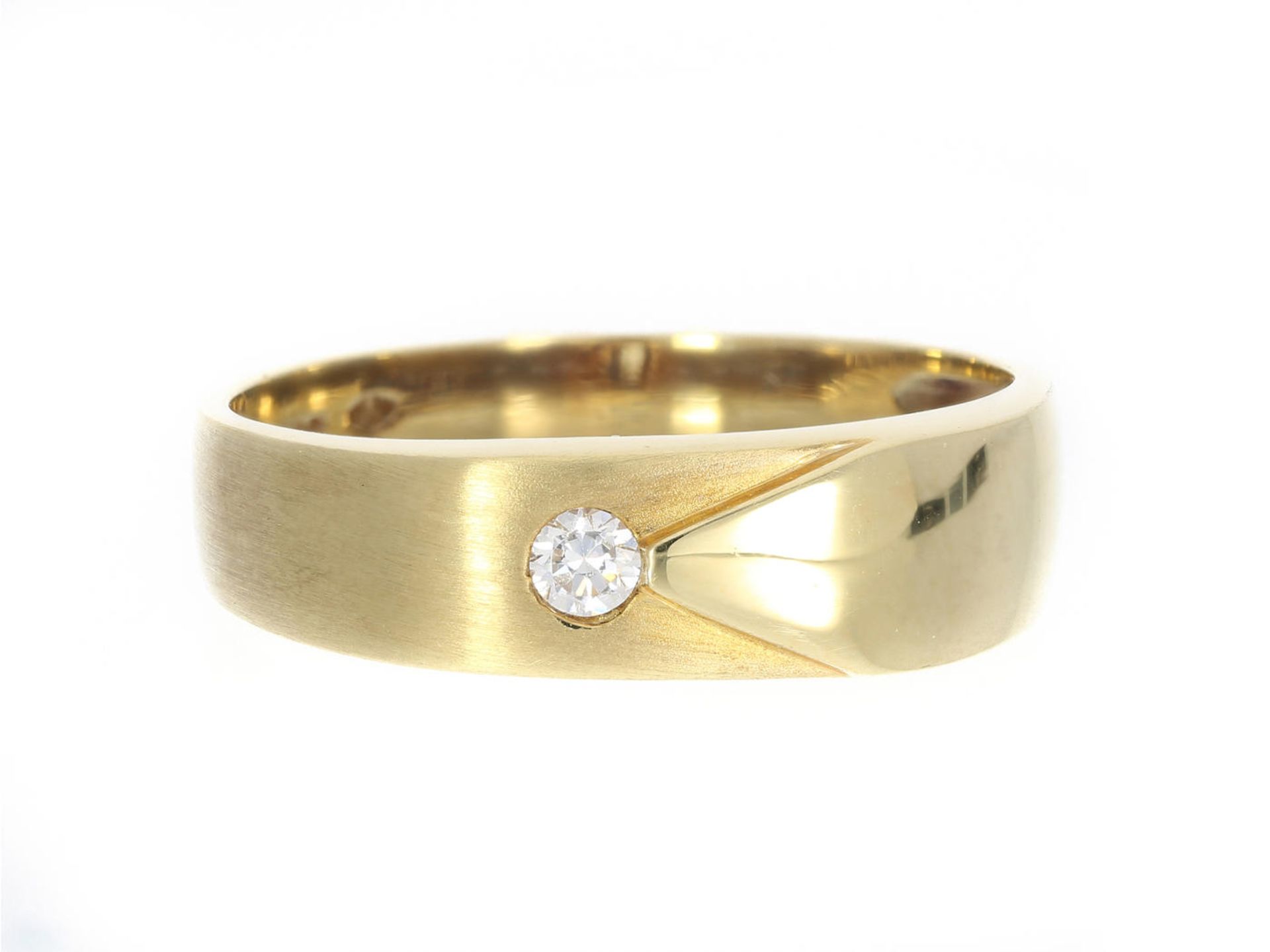 Ring: goldener Herrenring mit farblosem Stein, ungetragen Ca. Ø21mm, RG66, ca. 4,8g, 14K Gold,