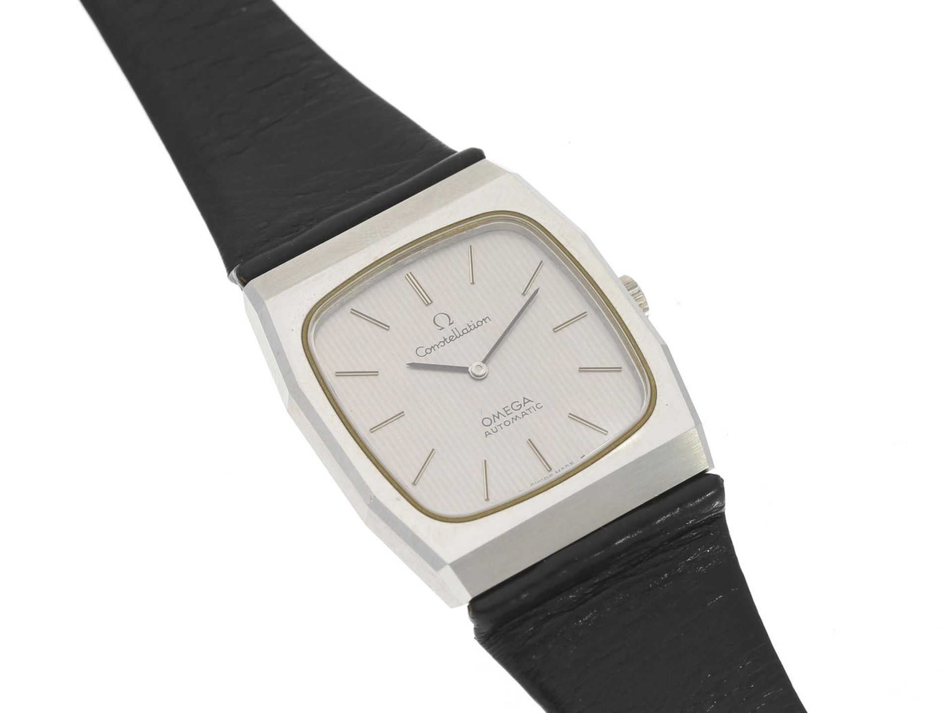 Armbanduhr: seltene vintage Omega Constellation Herrenuhr in Stahl, 70er Jahre Ca. 32 × 36mm,