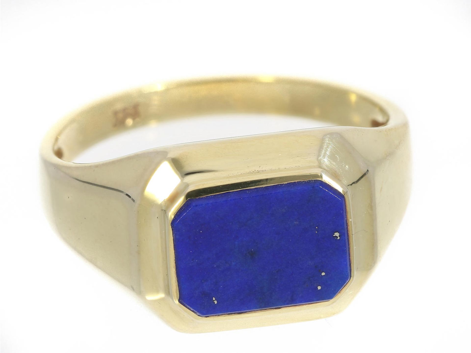 Ring: ungetragener Goldring mit Lapislazuli Ca. Ø17,5mm, RG56, ca. 3,1g, 8K Gold, schauseitig ca.