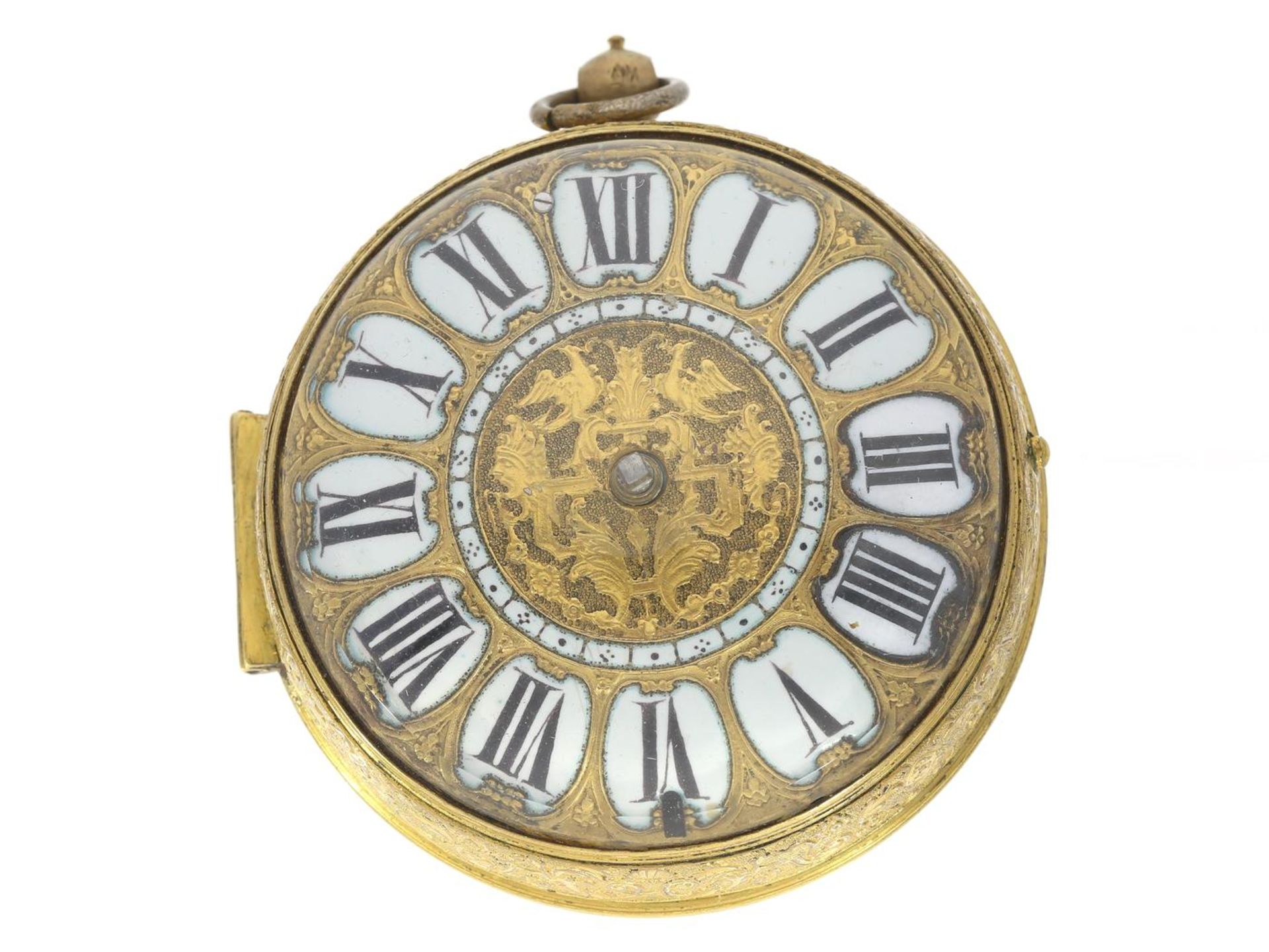 Taschenuhr: frühe einzeigrige Oignon mit Zentralaufzug, Frankreich um 1690 Ca. Ø60mm, ca. 180g,