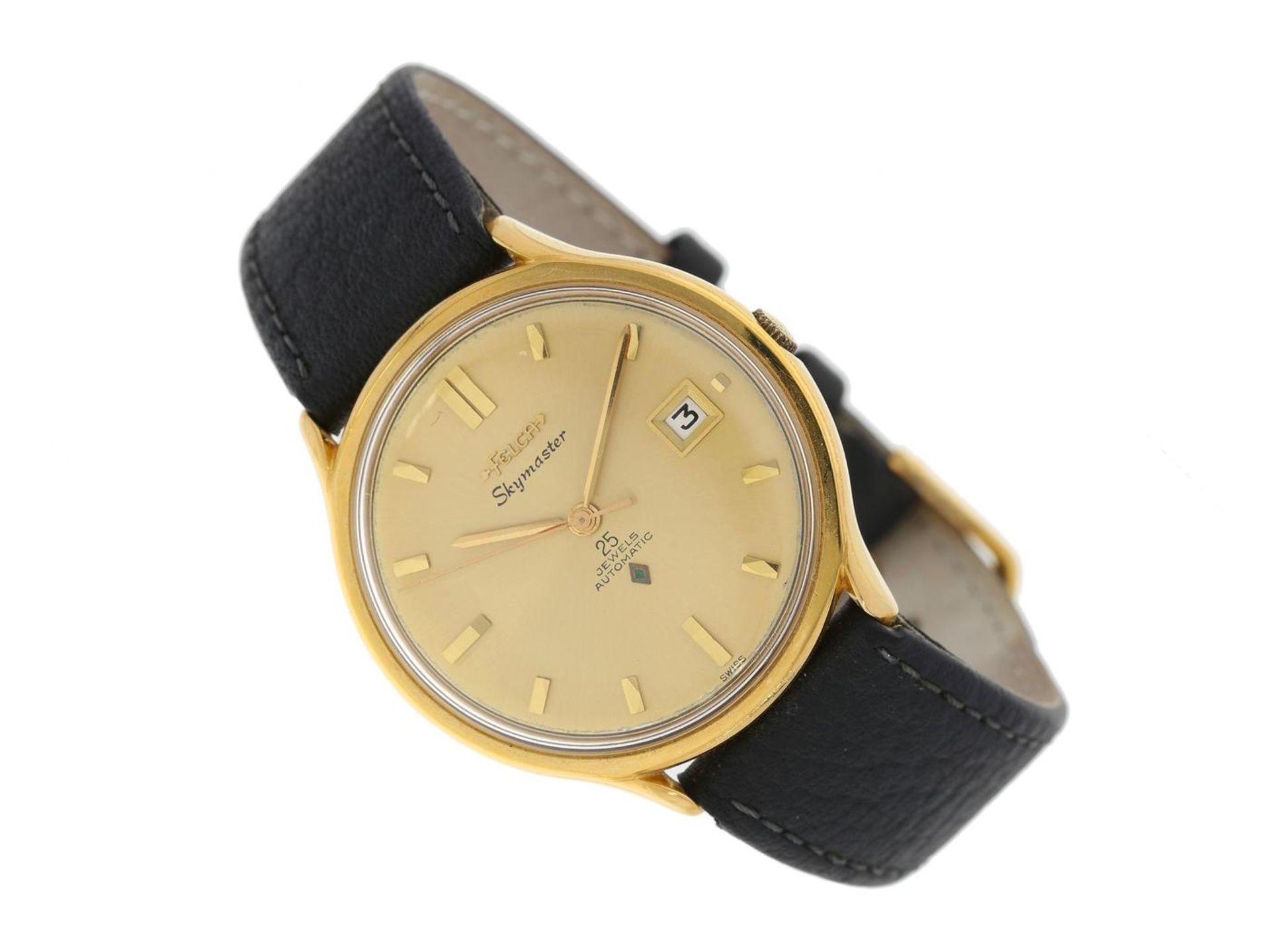 Armbanduhr: elegante, große vintage Herrenuhr "Felca-Skymaster", 60er Jahre Ca. Ø37mm, Automatik,