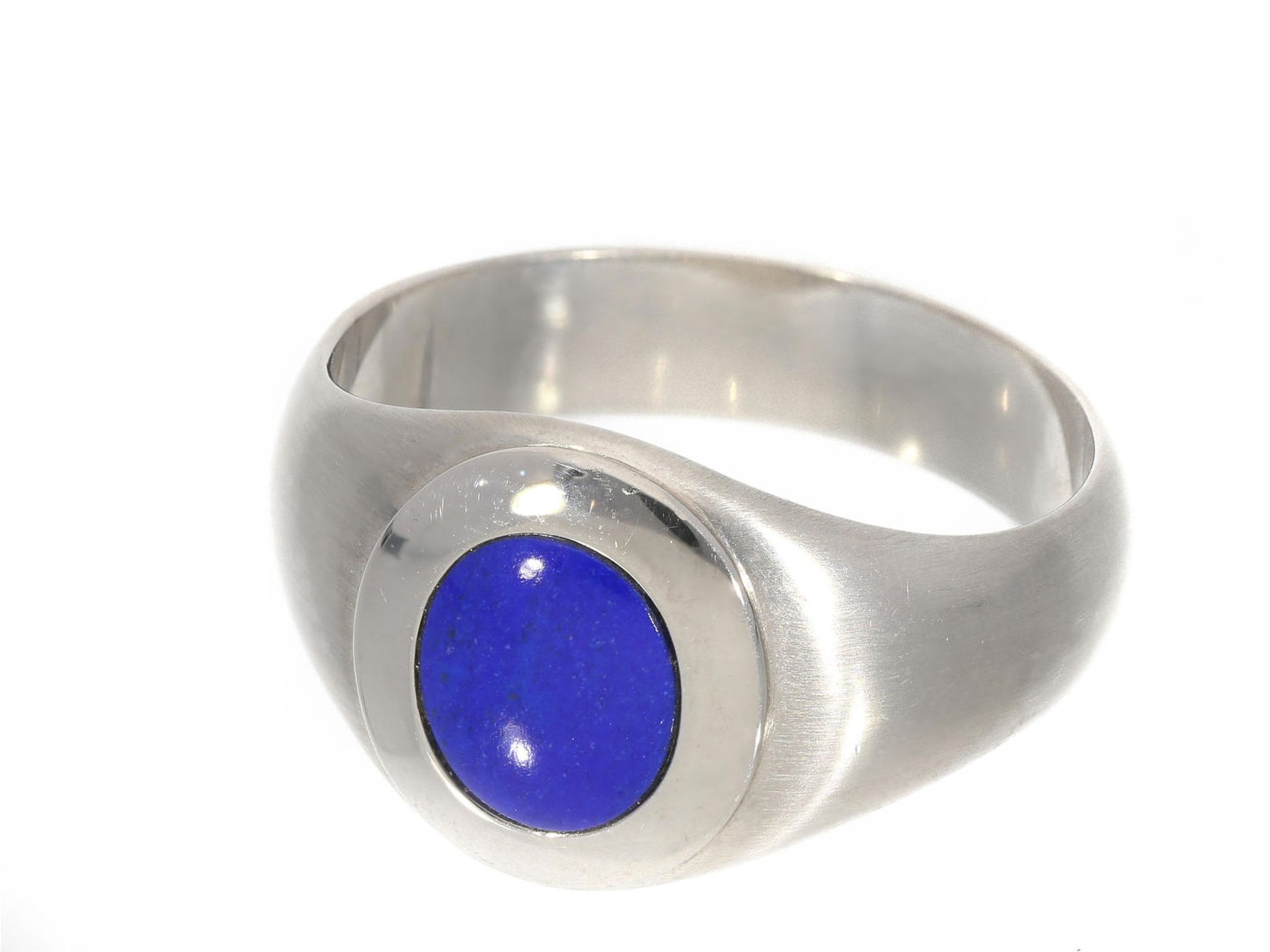 Ring: hochwertiger und massiver Herrenring/Siegelring aus Palladium mit Lapislazuli Ca. Ø20,5mm,