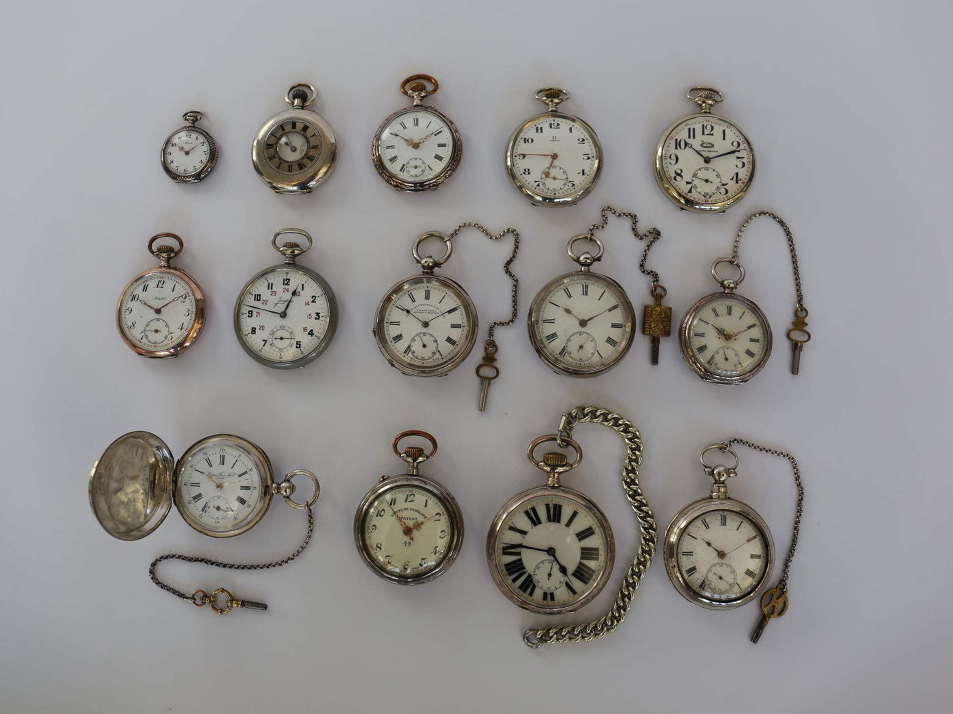 Taschenuhr: kleine Sammlung von Taschenuhren, ca. 1820 bis 1930, FundgrubeInsgesamt 14 Stück,