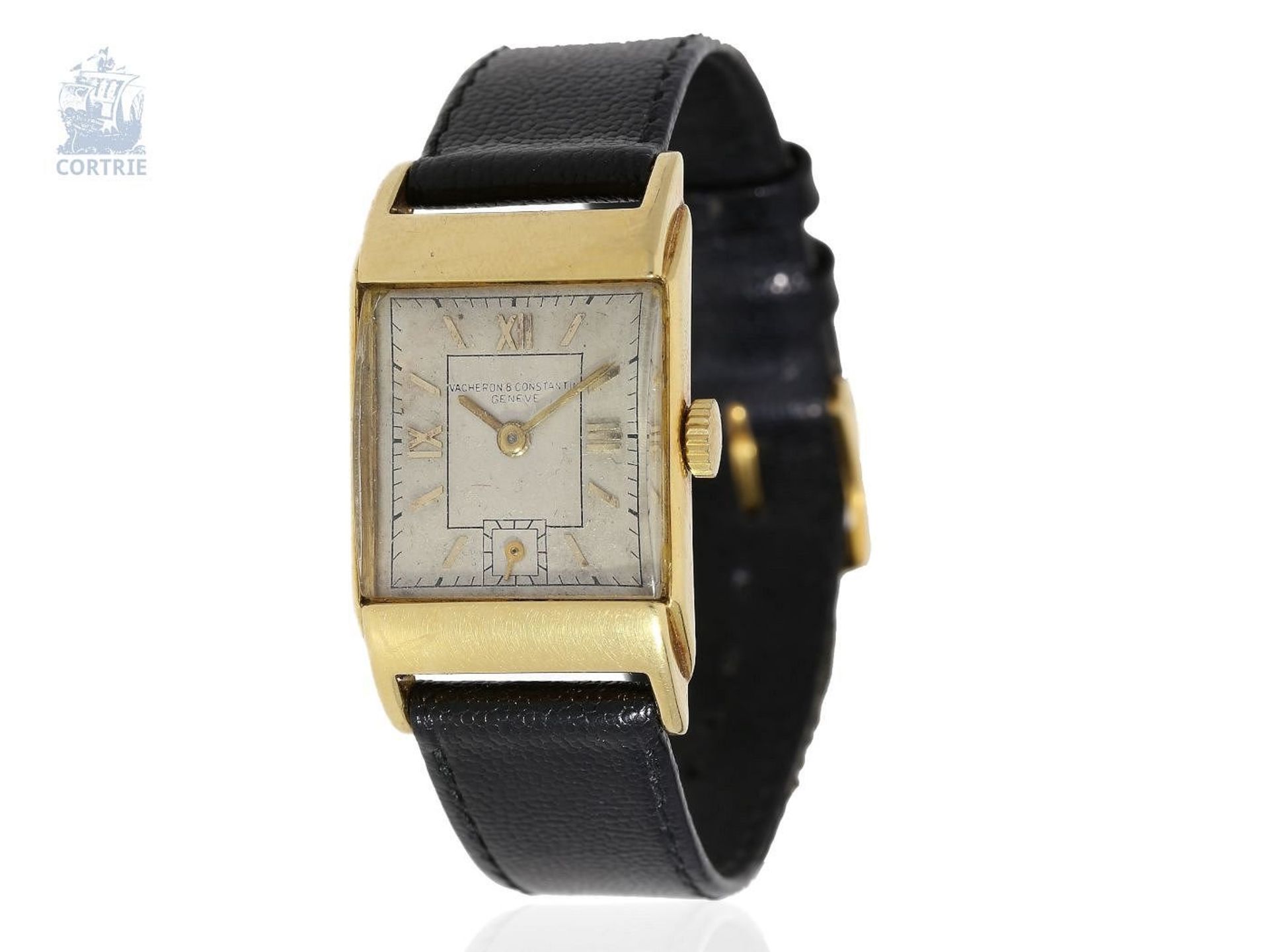 Armbanduhr: frühe Vacheron & Constantin Herrenuhr mit seltener Gehäuseform, Genf 1943Ca. 21 ×