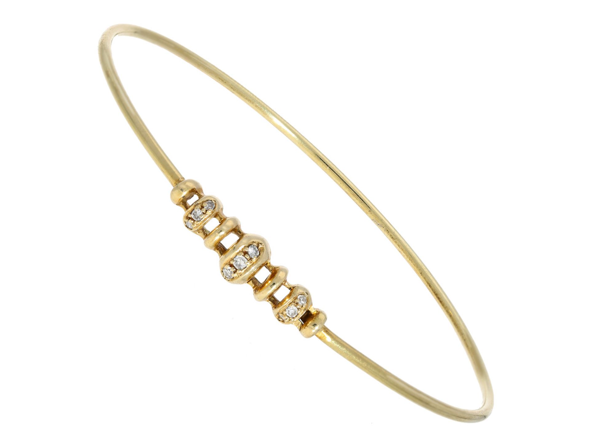 Armreif/Armband: vintage Damenarmreif in 14K Gold mit DiamantbesatzCa. Ø62mm, ca. 6,8g, 14K Gold,