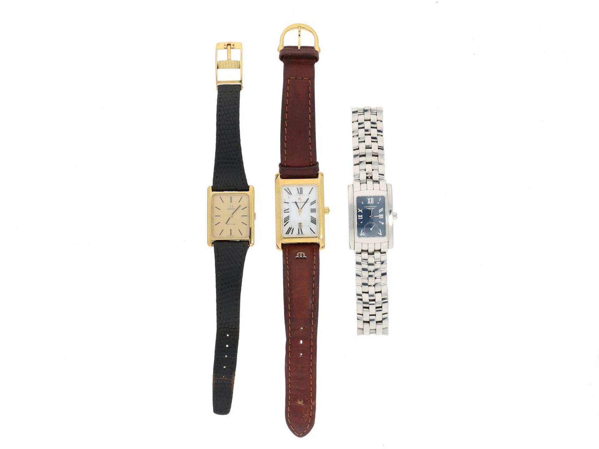 Armbanduhr: Konvolut von 3 hochwertigen Herrenuhren/Damenuhren, Markenuhren1. Longines Edelstahl,