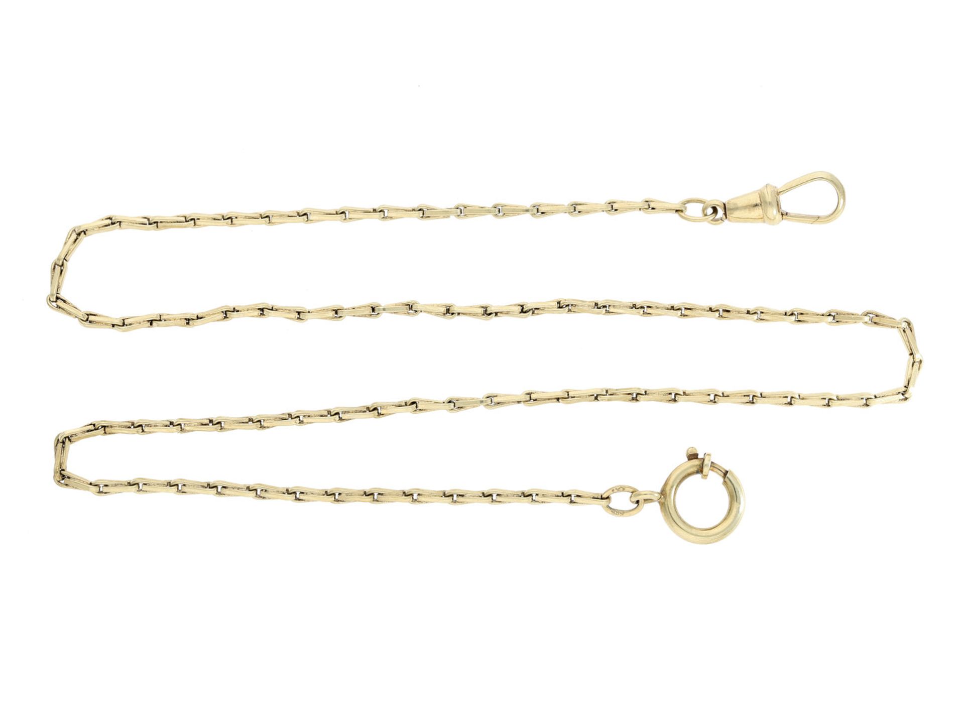 Uhrenkette: feine goldene UhrenketteCa. 42cm lang, ca. 10g, 14k Gelbgold, Karabiner sowie