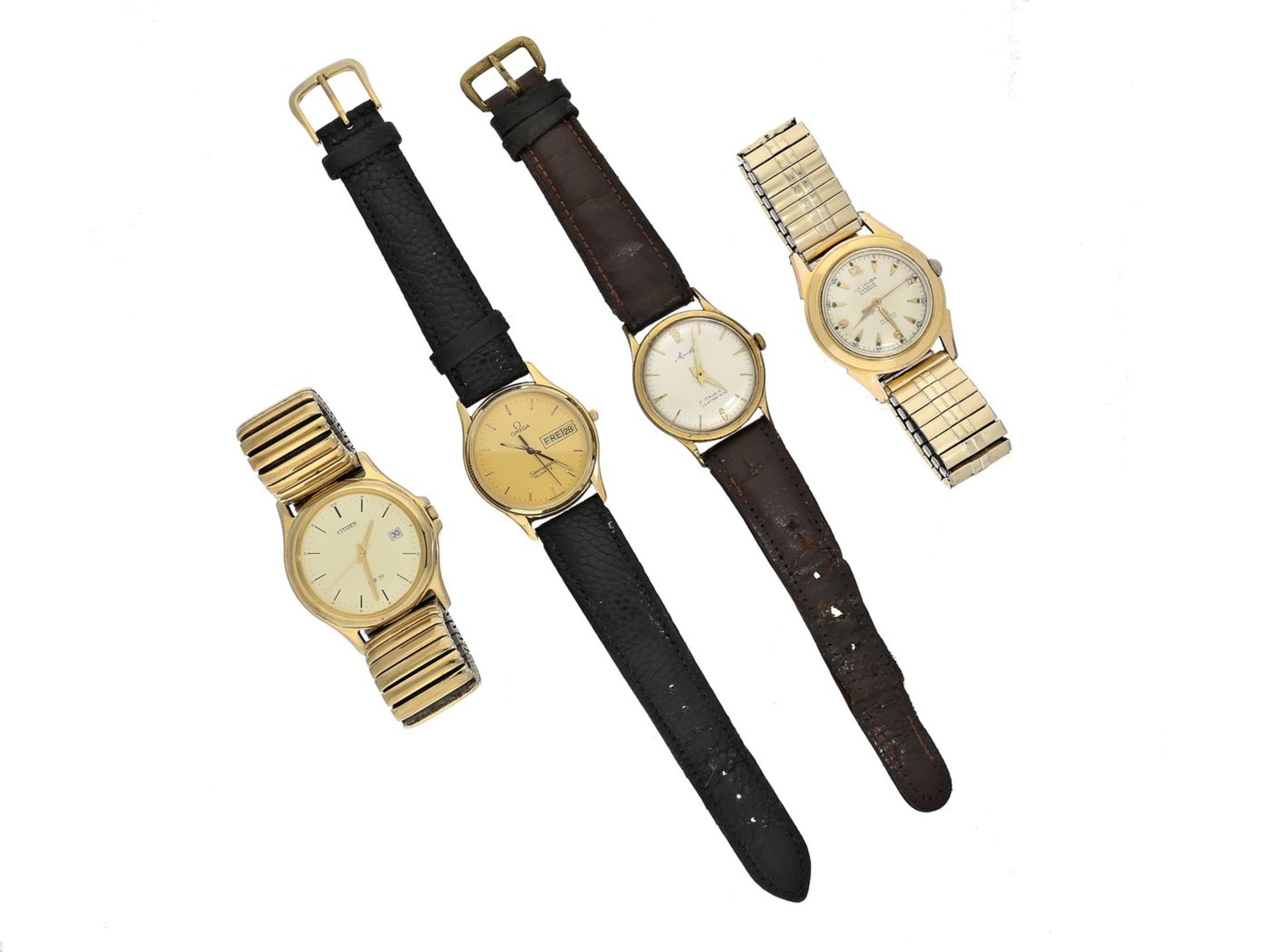 Armbanduhr: Konvolut aus 4 vintage Herrenuhren, Automatik, Handaufzug, QuarzUnterschiedliche Marken,