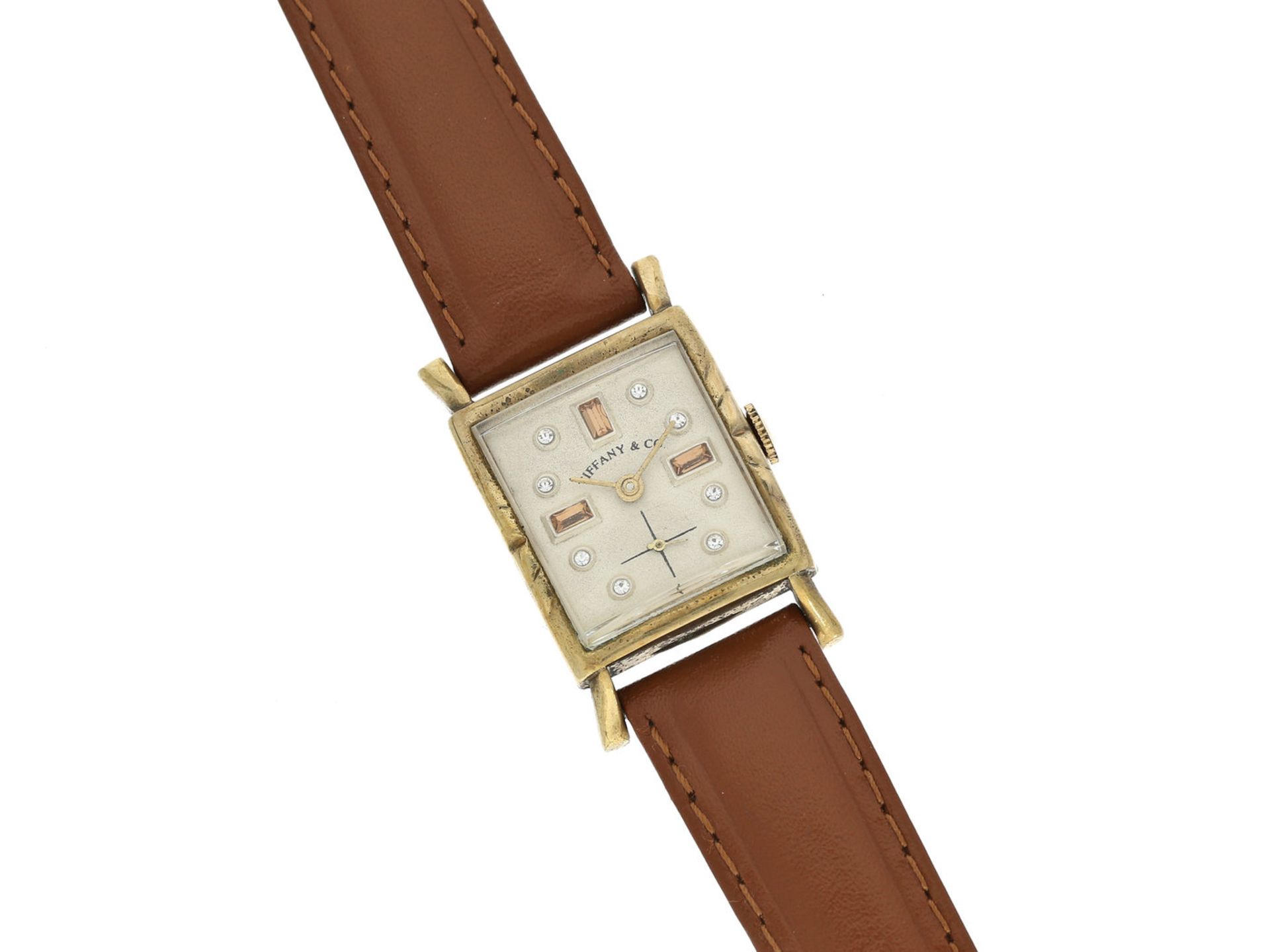 Armbanduhr: seltene vintage Herrenuhr/Damenuhr von Tiffany, ca. 1950Ca. 22 × 25mm, Edelstahl