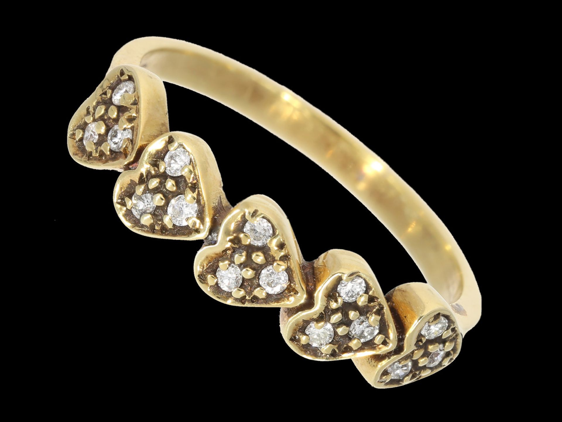 Ring: außergewöhnlicher vintage Goldschmiedering mit DiamantbesatzCa. Ø16,5mm, RG52, ca. 2,5g, 14K