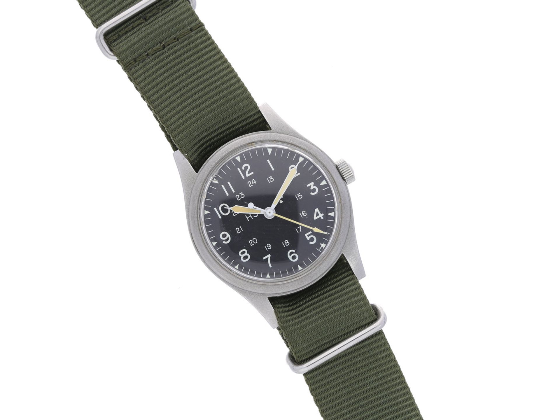 Armbanduhr: militärische Armbanduhr von Hamilton, US Army MIL-W-46374D, 1988, ausgezeichneter