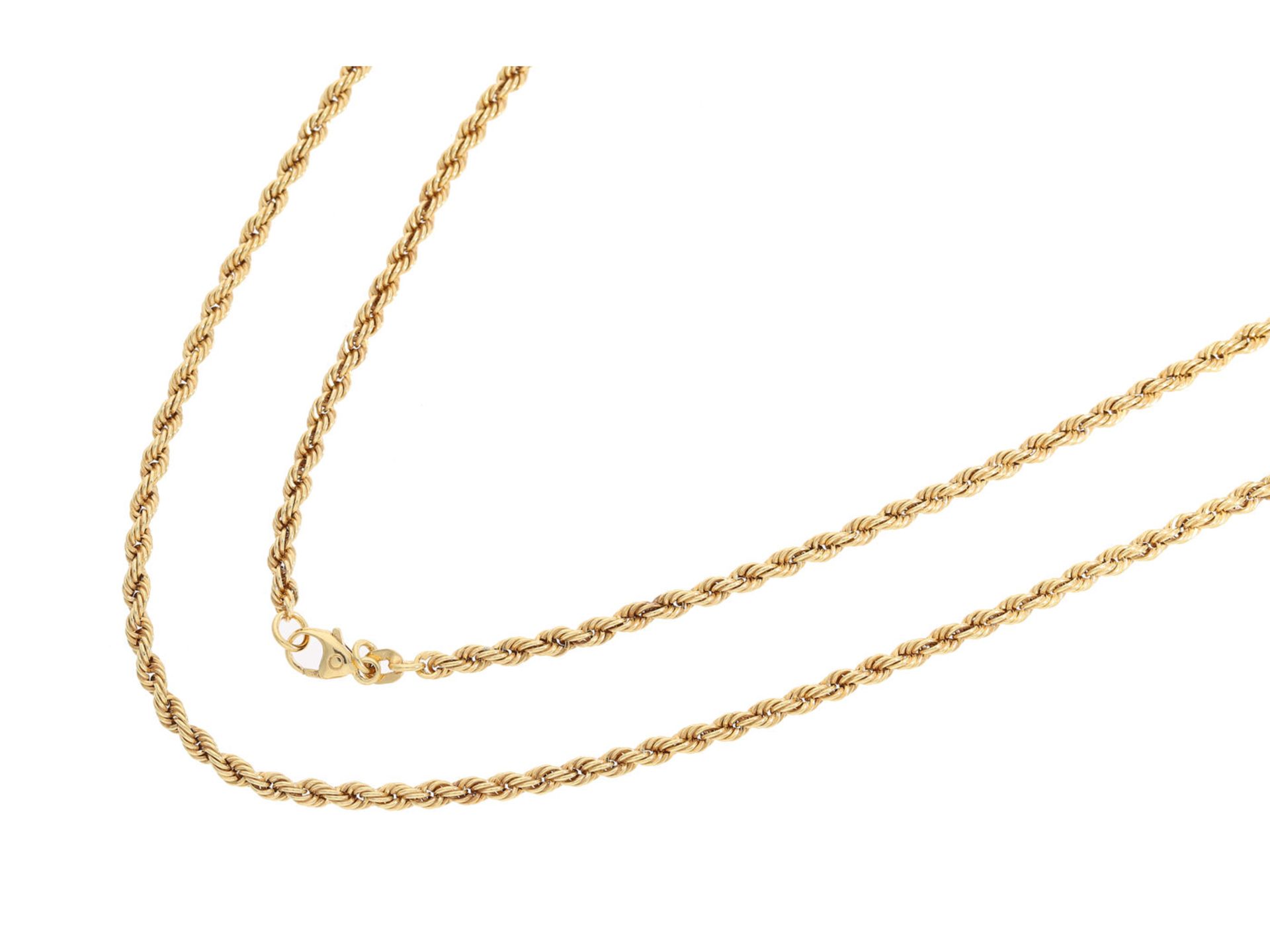 Kette: goldene, lange, ungetragene KordelketteCa. 79cm lang, ca. 8,5g, 14k Gelbgold, ca. 2,5mm