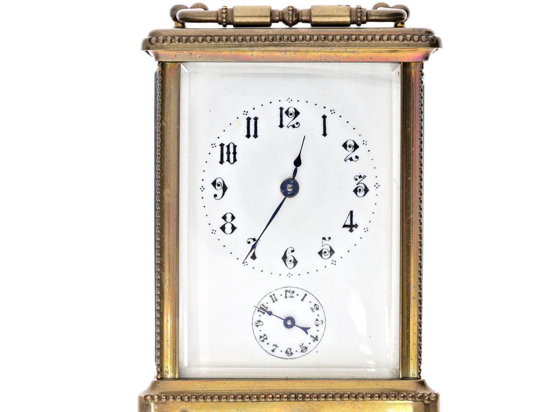 Tischuhr/Reiseuhr: Reiseuhr mit Wecker, vermutlich Frankreich um 1900, monogrammiert CH, No.853Ca.