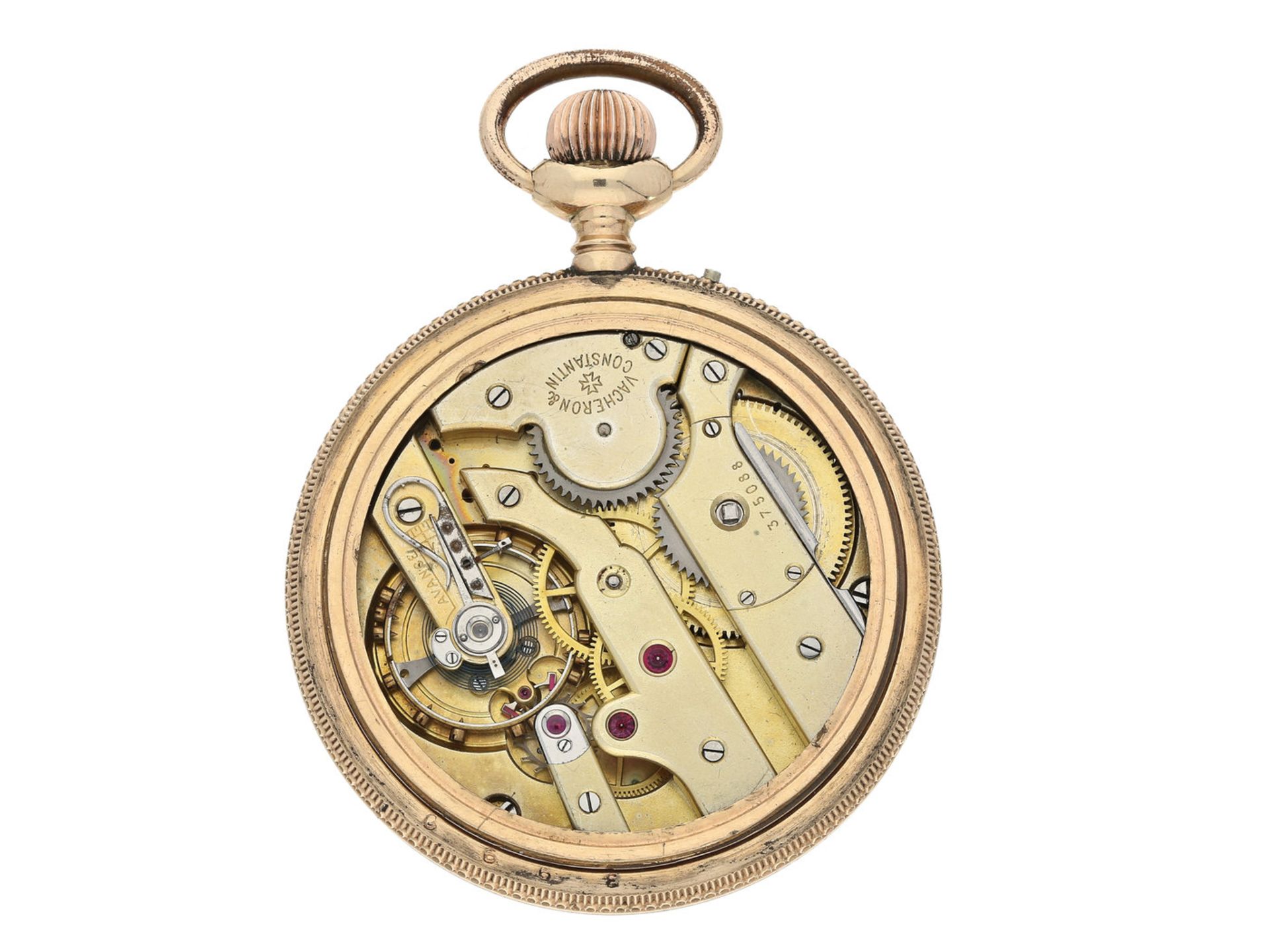 Taschenuhr: Vacheron & Constantin Ankerchronometer mit amerikanischem Gehäuse, ca. 1910Ca. Ø55mm, - Bild 2 aus 2