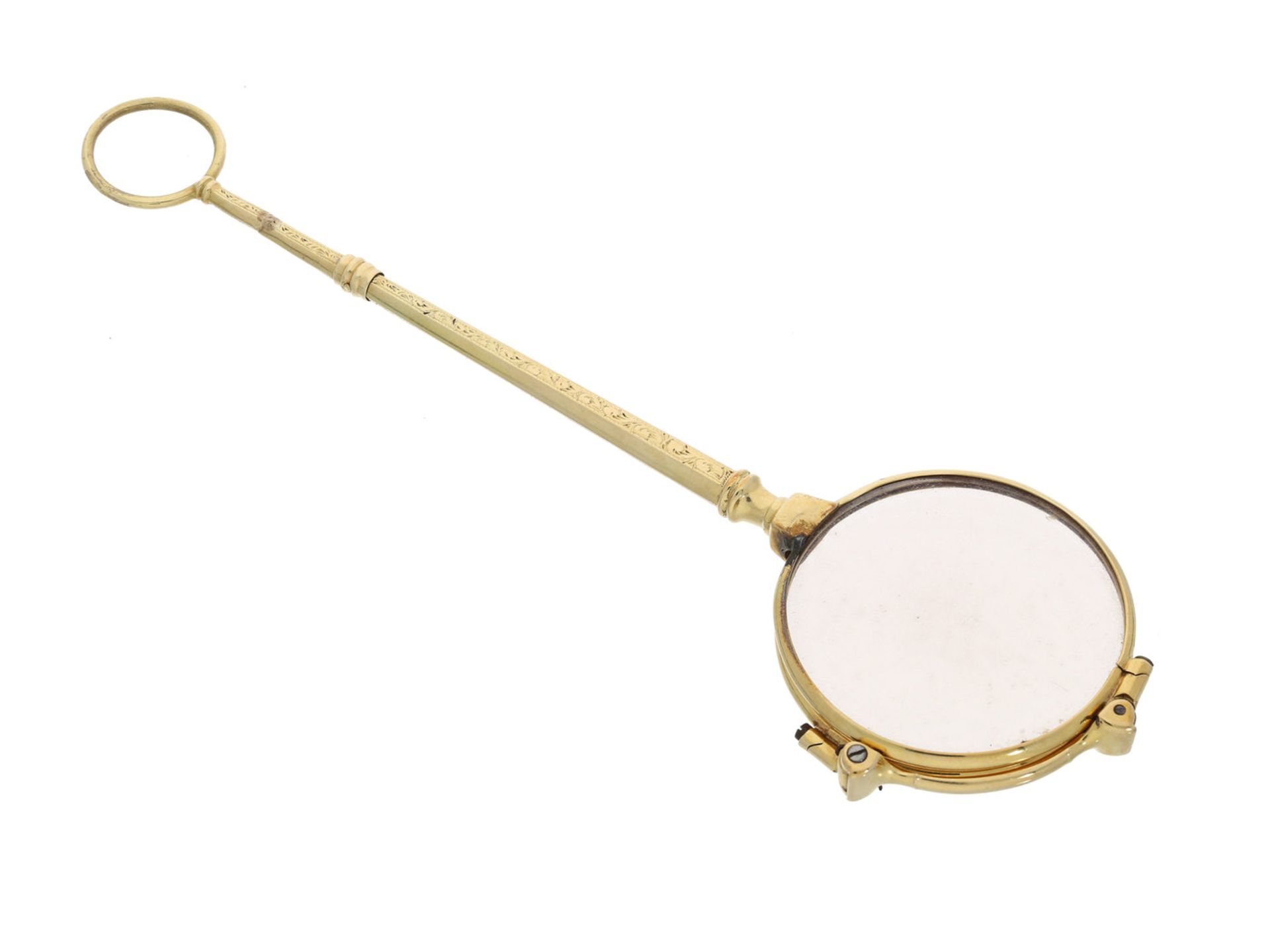 Lorgnon/Lorgnette: feines, antikes, goldenes Lorgnon, vermutlich um 1920Ca. 15cm lang, ca. 27g,