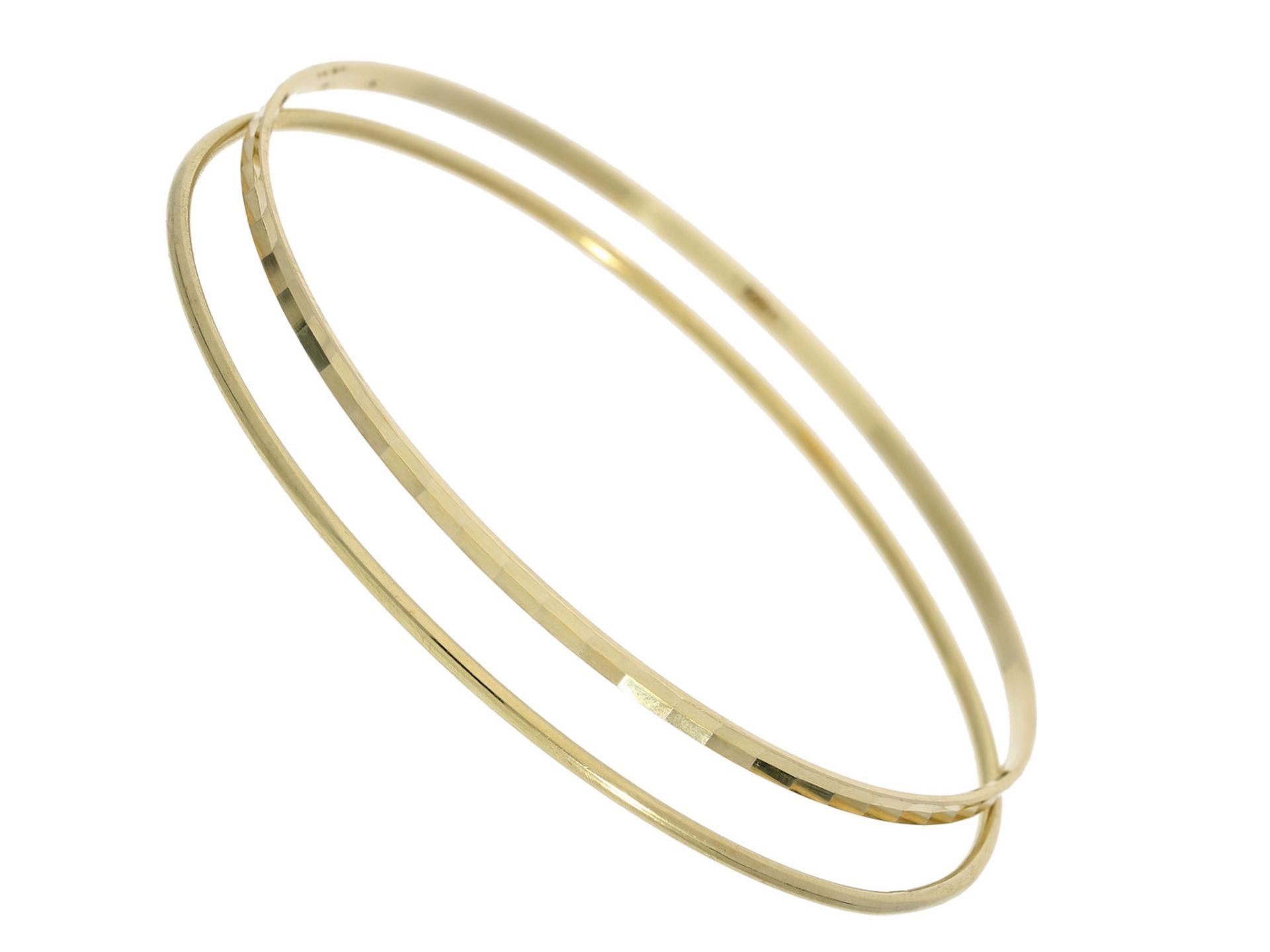 Armreif: 2 feine und neuwertige vintage Armreife, 14K GoldGesamtgewicht ca. 9g, 14K Gelbgold, ca.