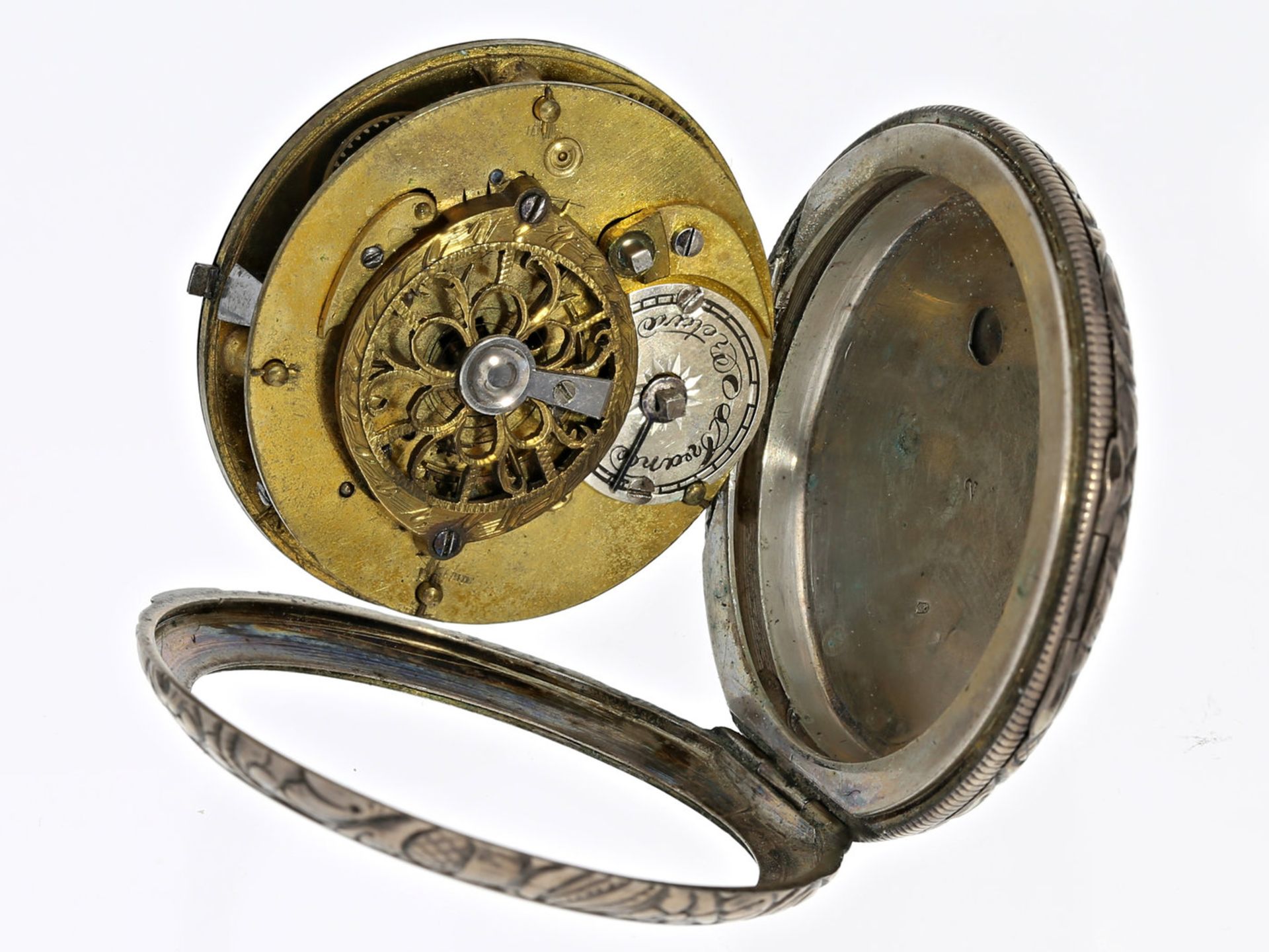 Taschenuhr: seltene Spindeluhr, signiert Robert Brandt, um 1820Ca. Ø41mm, ca. 50g, dekoratives - Bild 2 aus 3