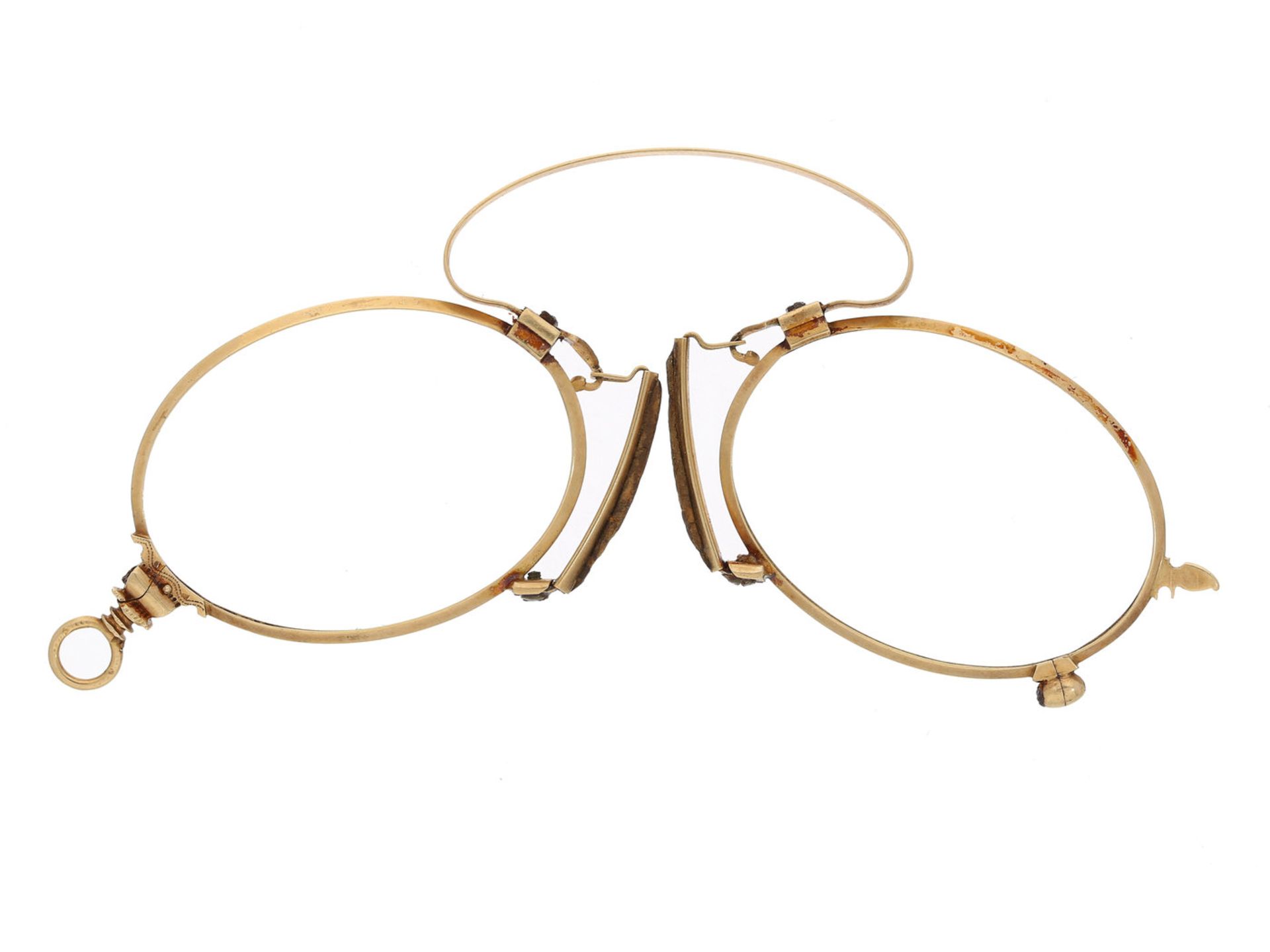 Brille: antiker Kneifer, Gold , vermutlich 20er/30er JahreCa. 9cm, ca.5,5g, 14K Gold, Gläser