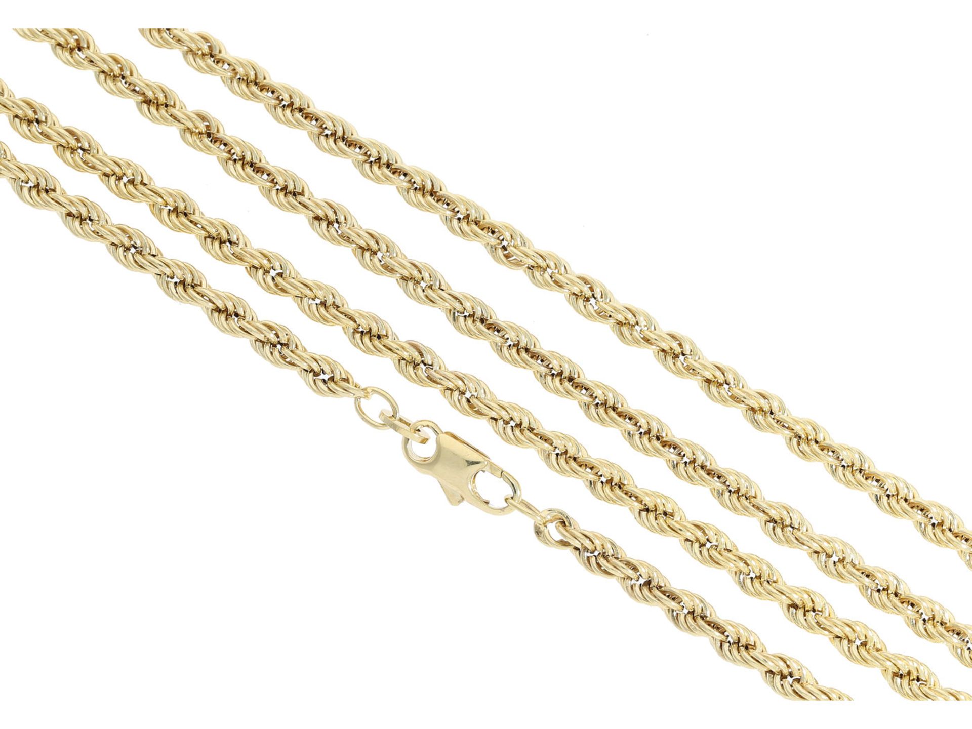 Kette/Collier: lange Kordelkette, neuwertigCa. 89,5cm lang, ca. 8g, 8K Gelbgold, ca. 3,5mm stark,