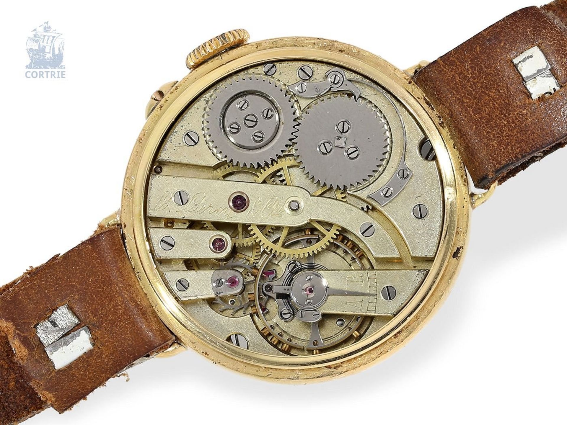 Armbanduhr: äußerst seltene, frühe Herrenarmbanduhr um 1920, L. Leroy & Cie, Horlogers de la Marine, - Bild 2 aus 4