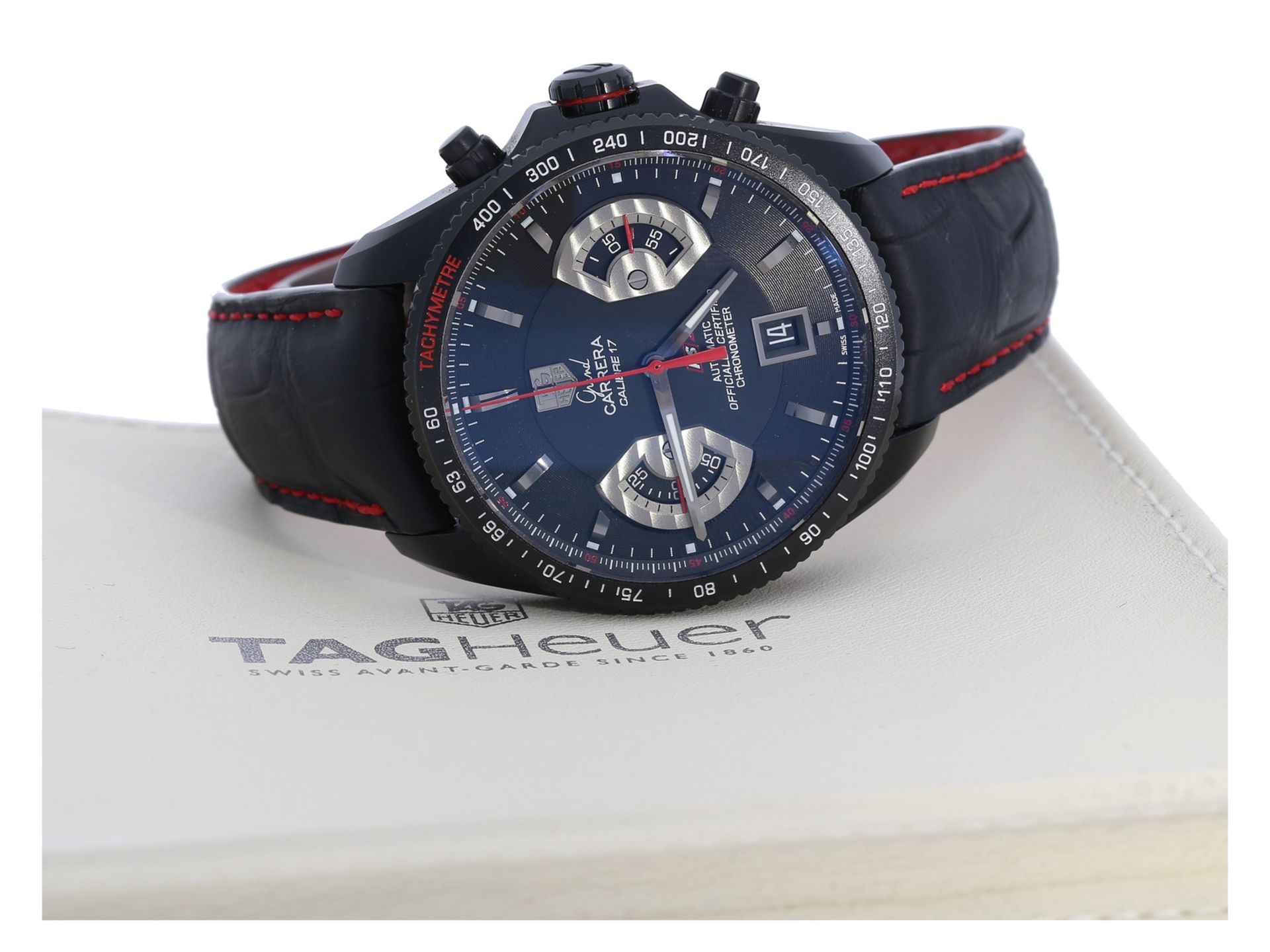 Armbanduhr: hochwertiger, moderner Sport-Chronograph, TAG Heuer "Grand Carrera Calibre 17 RS2 Titan"