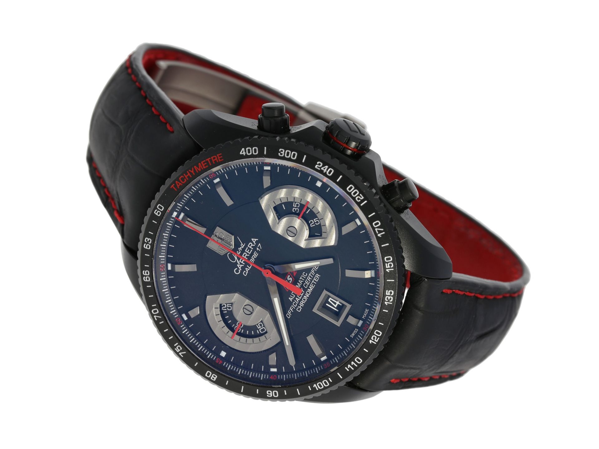 Armbanduhr: hochwertiger, moderner Sport-Chronograph, TAG Heuer "Grand Carrera Calibre 17 RS2 Titan" - Bild 2 aus 3