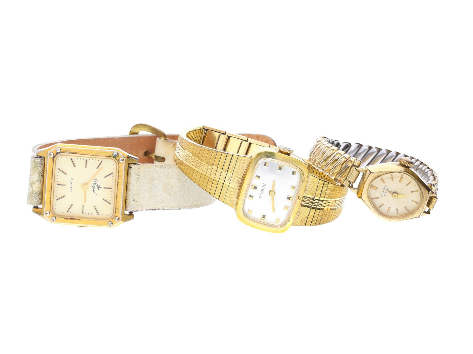 Armbanduhr/Kette: Konvolut vintage Damenuhren sowie alter Silberschmuck, dabei eine alte goldene - Bild 3 aus 4