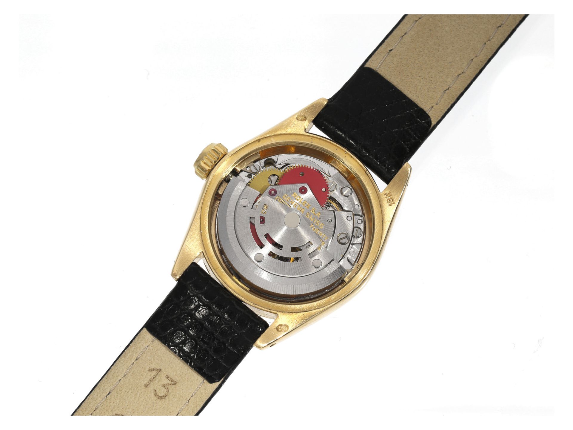 Armbanduhr: hochwertige Rolex Damenuhr von 1977, goldene Lady-Datejust Ref.6917Ca. Ø26mm, 18K - Bild 3 aus 4