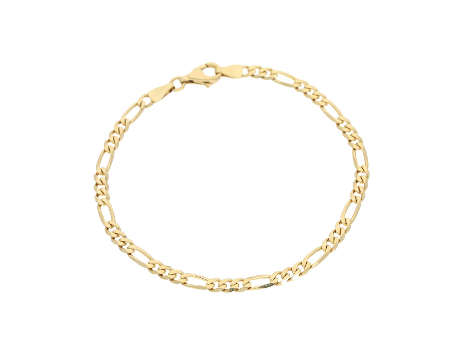 Armband: ungetragenes Figaro-GoldarmbandCa. 19,5cm lang, ca. 4,2g, 8K Gelbgold, ca. 4mm breit,