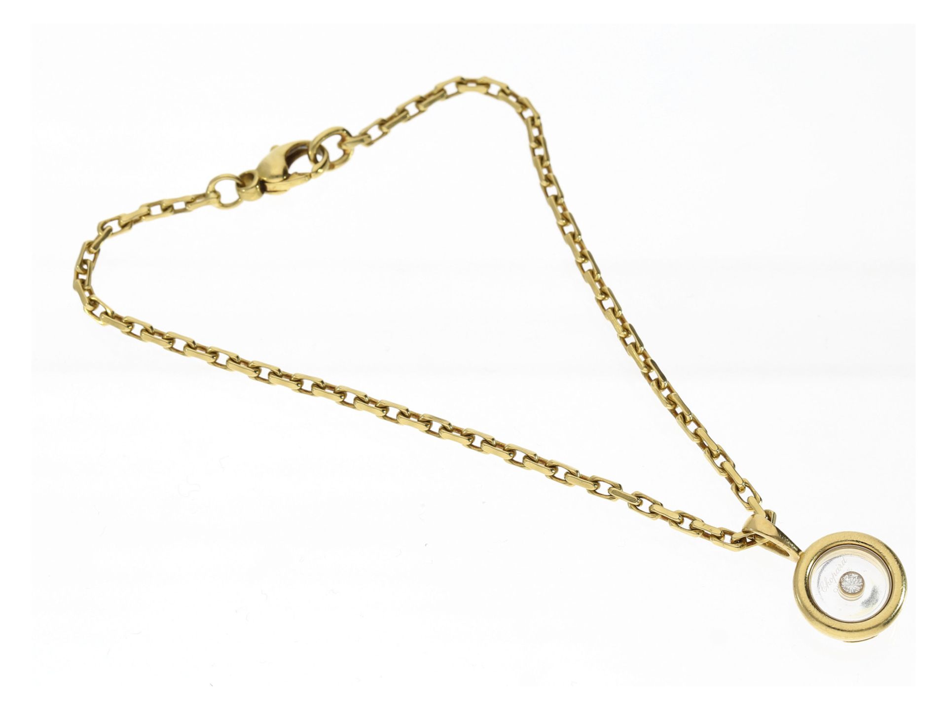 Armband: solides Goldarmband von Wempe mit hochwertigem Chopard-Anhänger "Happy Diamond"Ca. 18,5cm