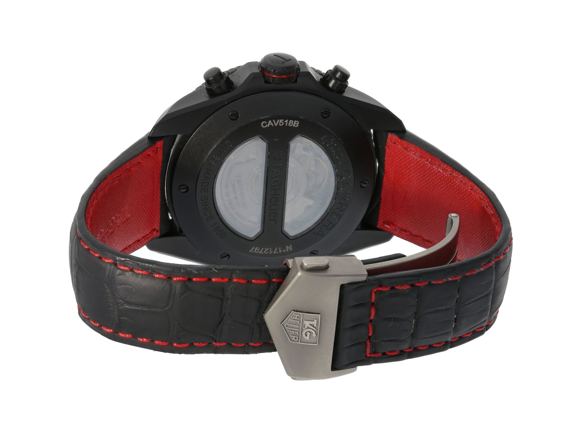 Armbanduhr: hochwertiger, moderner Sport-Chronograph, TAG Heuer "Grand Carrera Calibre 17 RS2 Titan" - Bild 3 aus 3