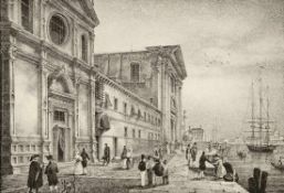 Grafiker des 19. Jahrhunderts - Venezia Chiesa de Gesuati - Kreidemanier. 12,5 x 18,5 cm (