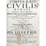 Anonym - "Corpus Civilis Romani" - Leipzig, Knoch 1705. Gepr. Ldr. Dreifacher roter Schnitt. -