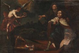 Künstler des 17. Jahrhunderts - Sterbener Sultan vor Wien - Öl/Lwd auf Holz. Doubl. Paketiert. 45