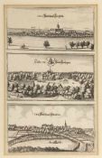 Kaspar Merian 1627 Frankfurt - 1686 Holland - Drei Stadtansichten - Radierung. 29 x 17 cm. Unter