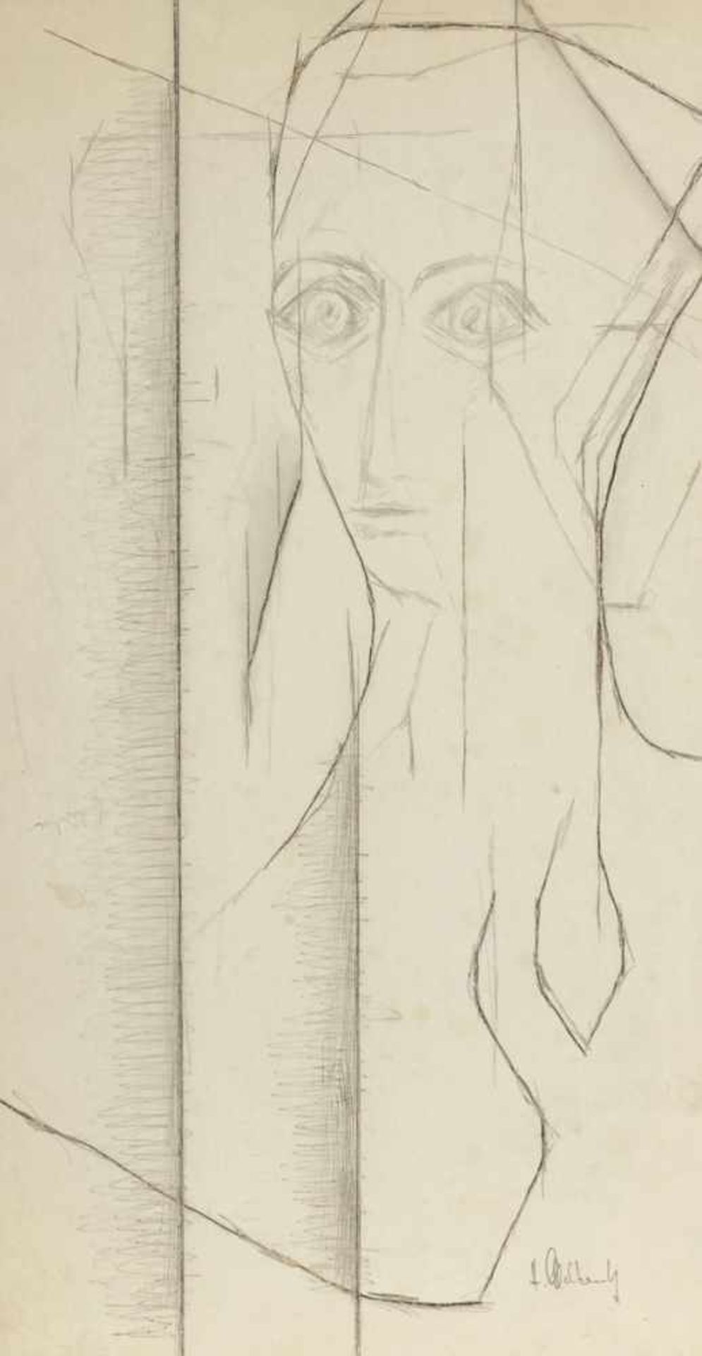 Heiner Malkowsky 1920 Rosenberg - 1988 Hannover - Figur - Bleistift/Papier. 67 x 36 cm. Sign. r. u.: