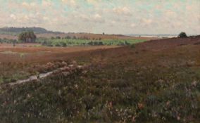 Walter Voltmer 1884 Altona - 1972 München - Norddeutsche Heidelandschaft - Öl/Lwd. 50,5 x 81,8 cm.