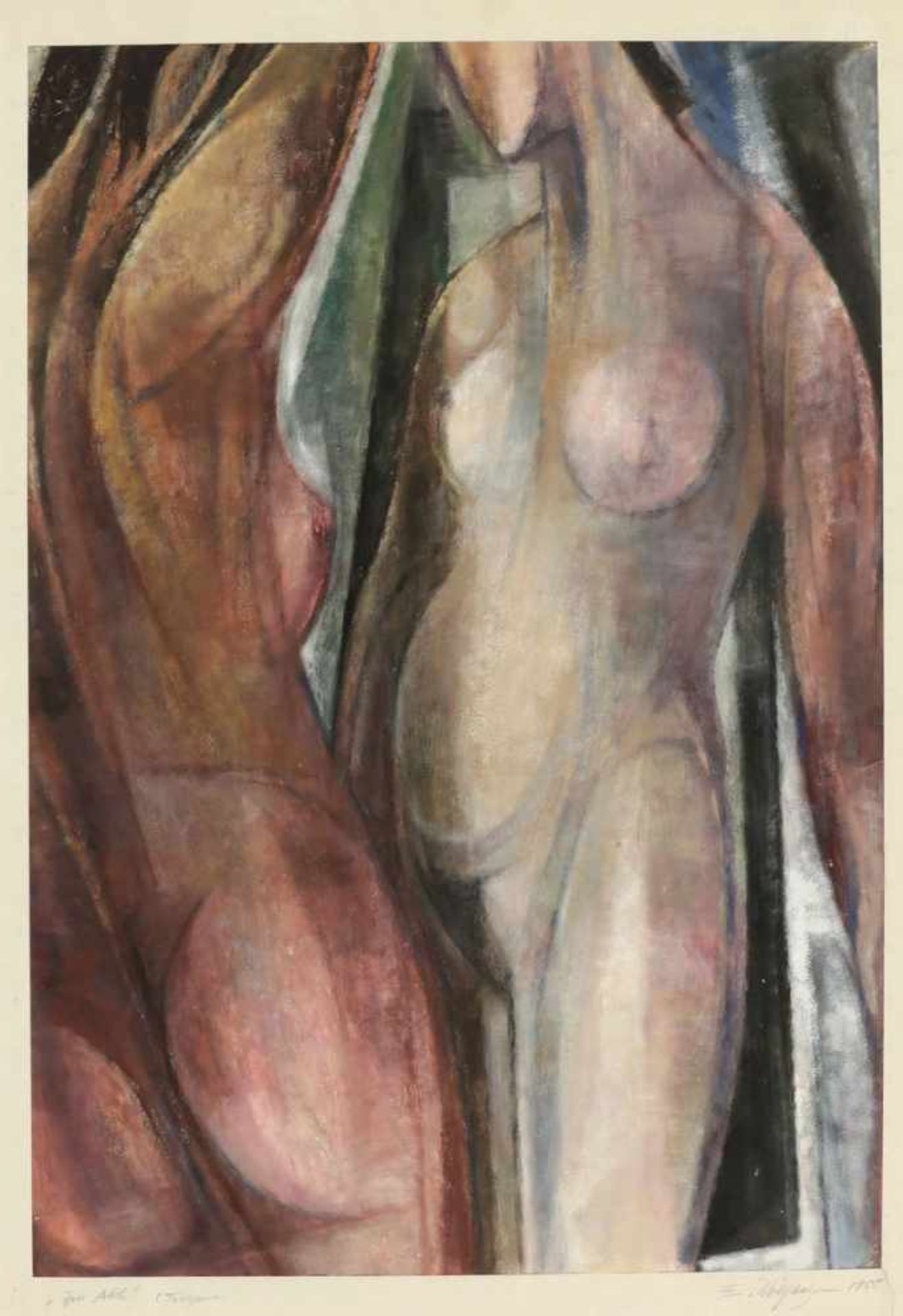 Ernst Wolfhagen 1907 Hannover - 1992 Hannover - "Zwei Akte" - Tempera/Papier. 75 x 52,3 cm (